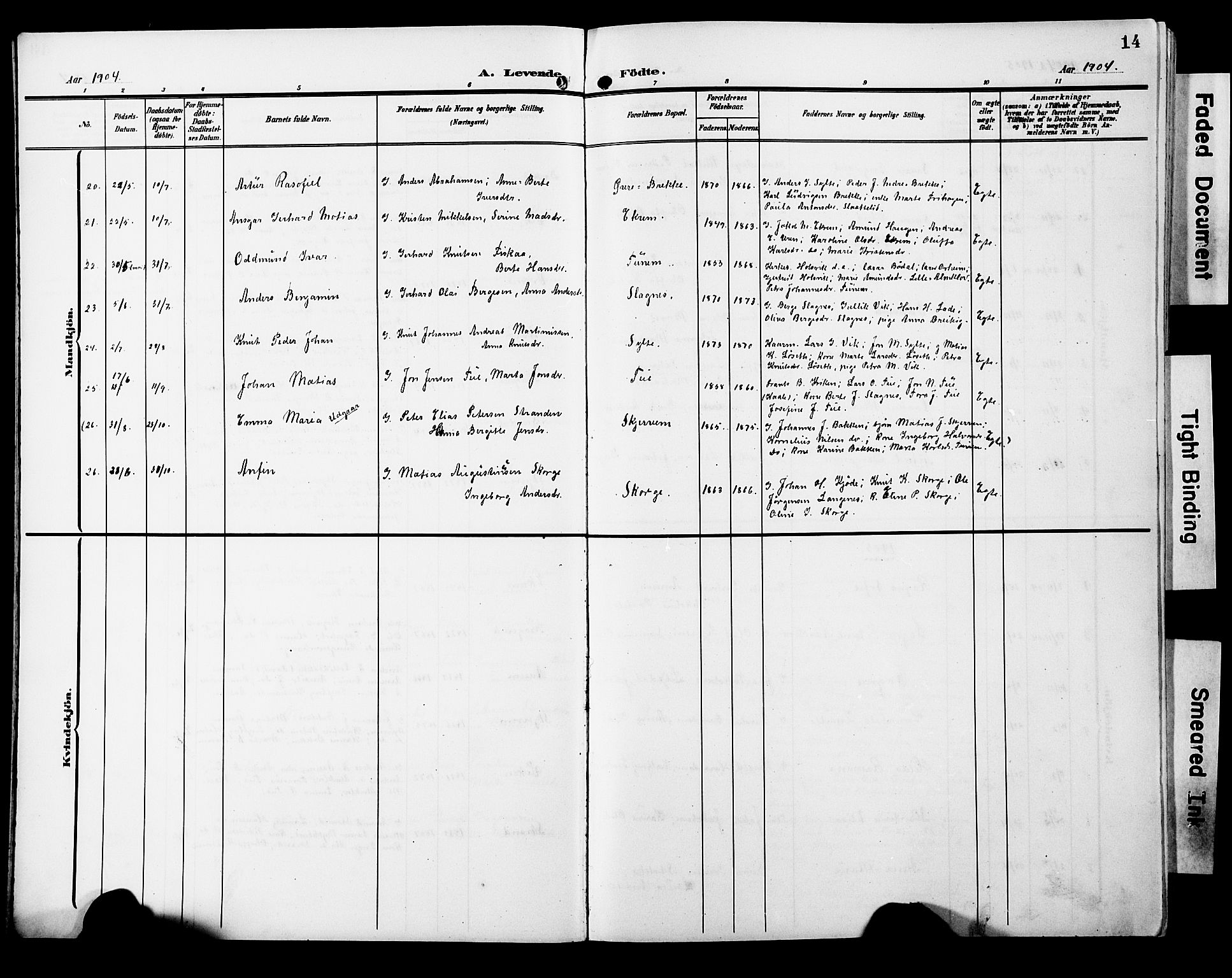 Ministerialprotokoller, klokkerbøker og fødselsregistre - Møre og Romsdal, AV/SAT-A-1454/501/L0018: Klokkerbok nr. 501C04, 1902-1930, s. 14