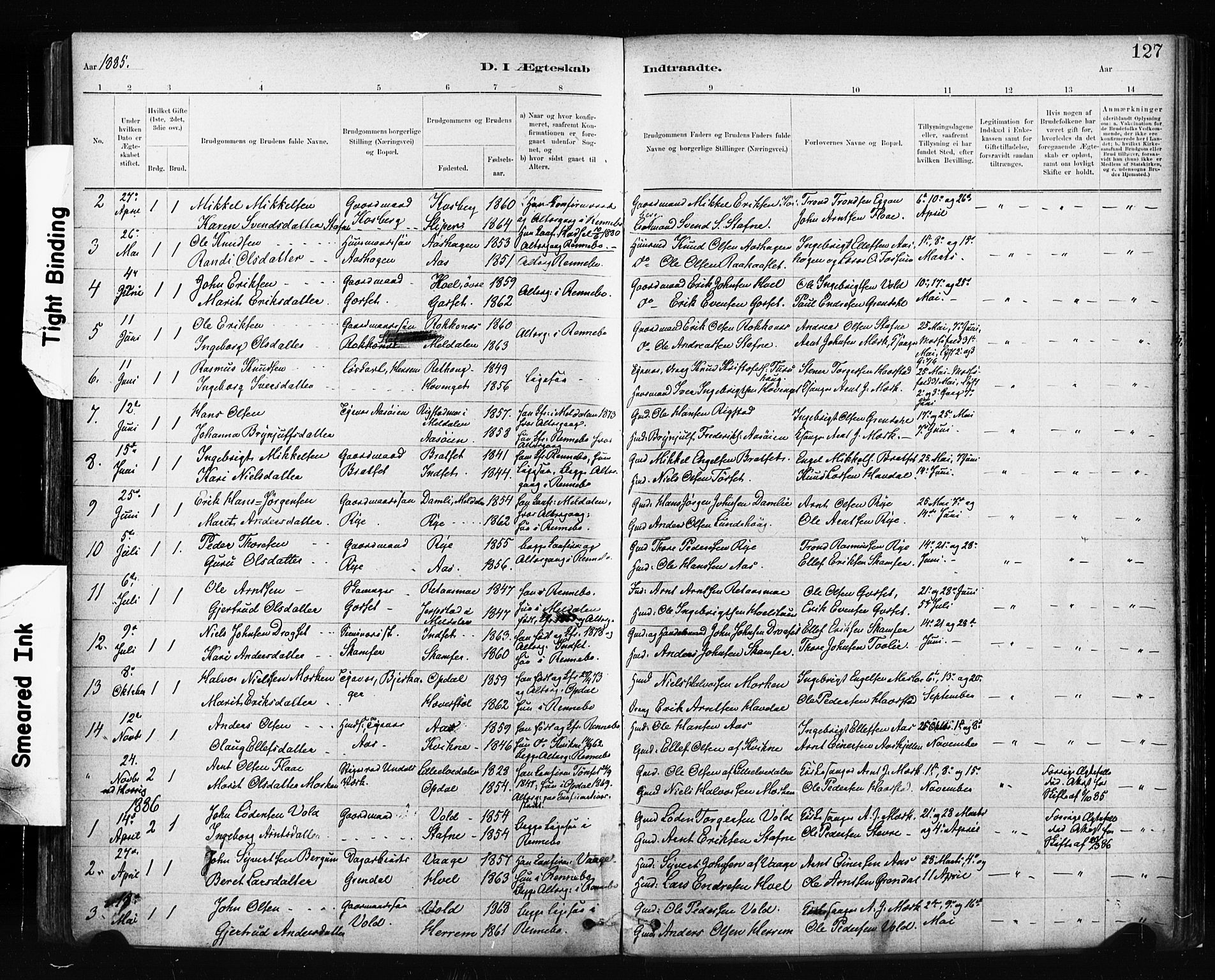 Ministerialprotokoller, klokkerbøker og fødselsregistre - Sør-Trøndelag, AV/SAT-A-1456/674/L0871: Ministerialbok nr. 674A03, 1880-1896, s. 127