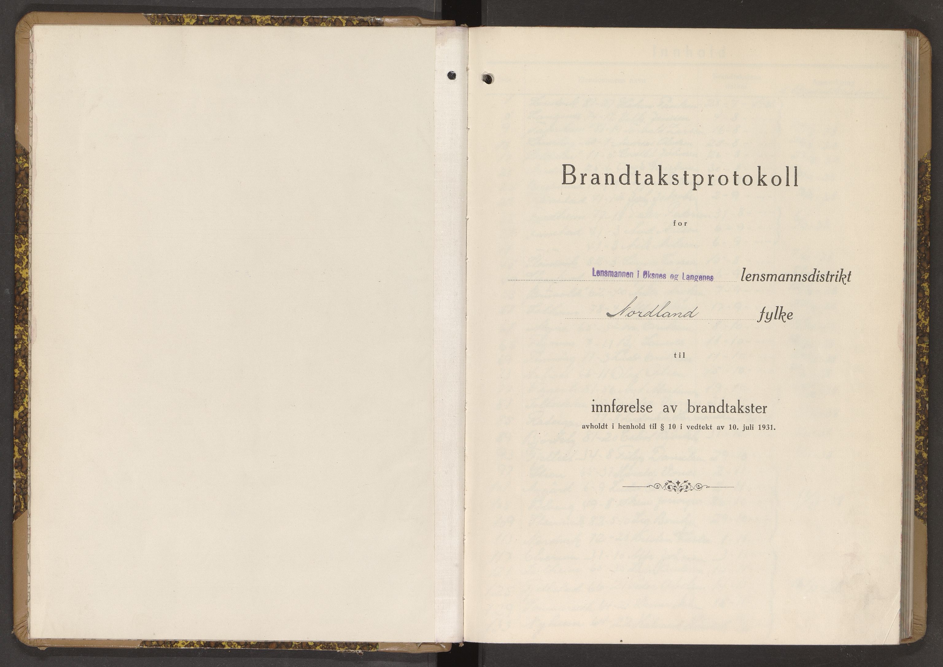 Norges Brannkasse Øksnes, SAT/A-5589/Fb/L0013: Branntakstprotokoll, 1938-1940