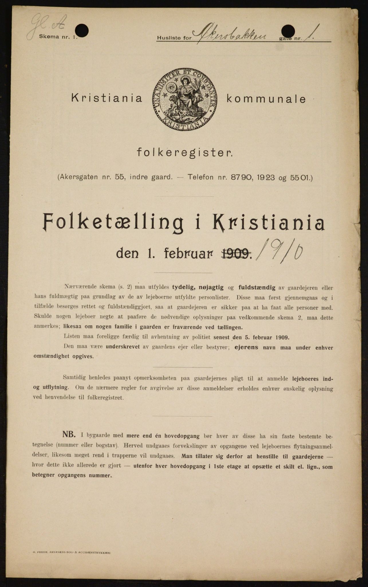 OBA, Kommunal folketelling 1.2.1910 for Kristiania, 1910, s. 25