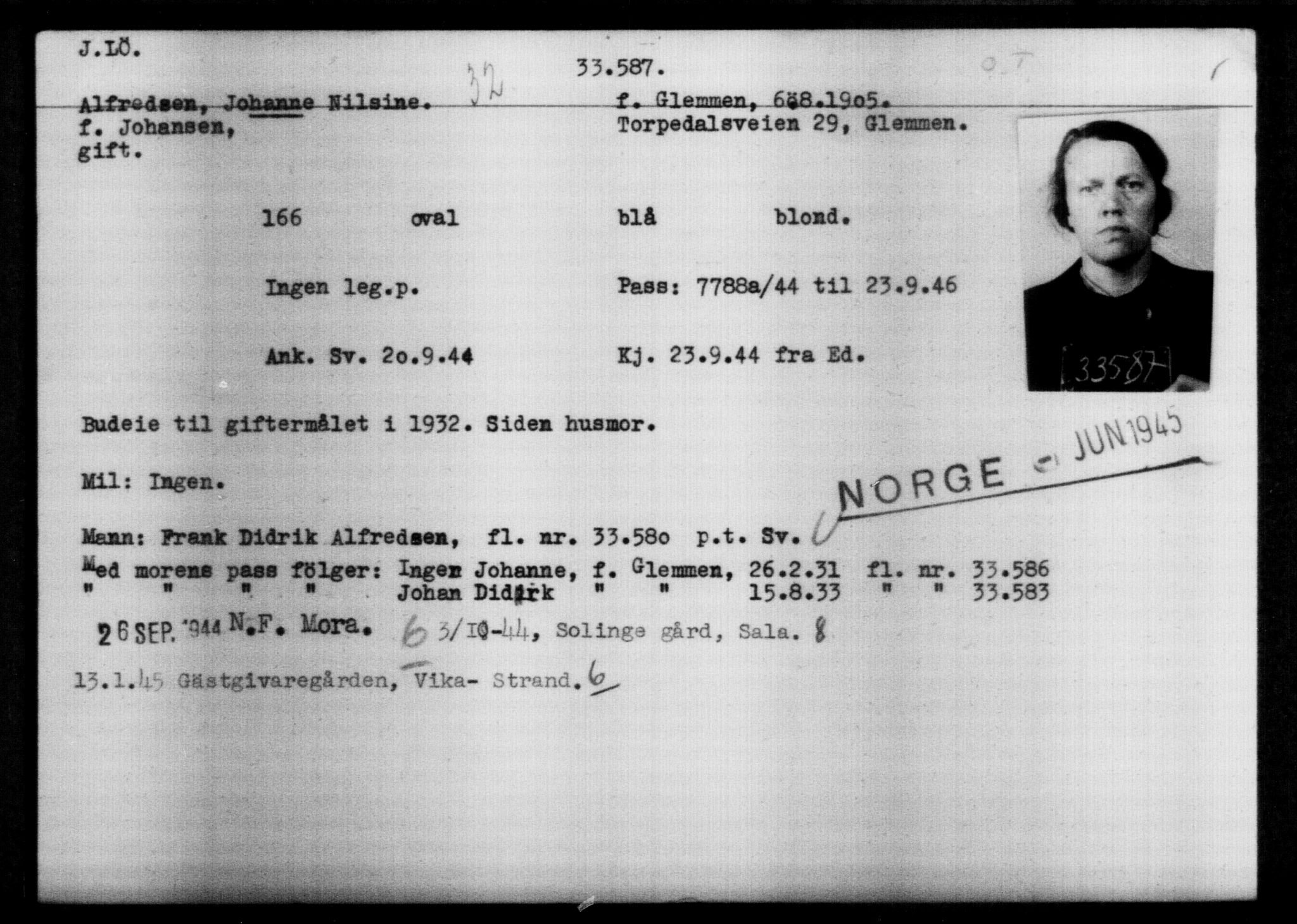 Utenriksstasjonene, Legasjonen i Stockholm, Flyktningkontoret, AV/RA-S-6753/V/Va/L0013: Kjesäterkartoteket, flyktninger med registreringsnr. 31500-34731, 1940-1945, s. 2203