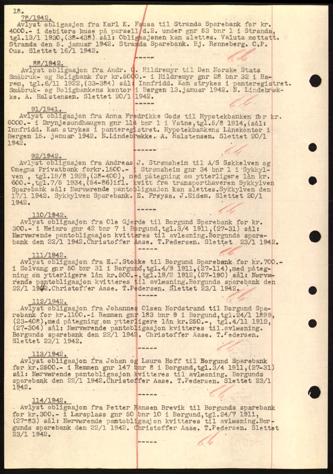 Nordre Sunnmøre sorenskriveri, SAT/A-0006/1/2/2C/2Ca: Pantebok nr. B1-6, 1938-1942, Dagboknr: 78/1942