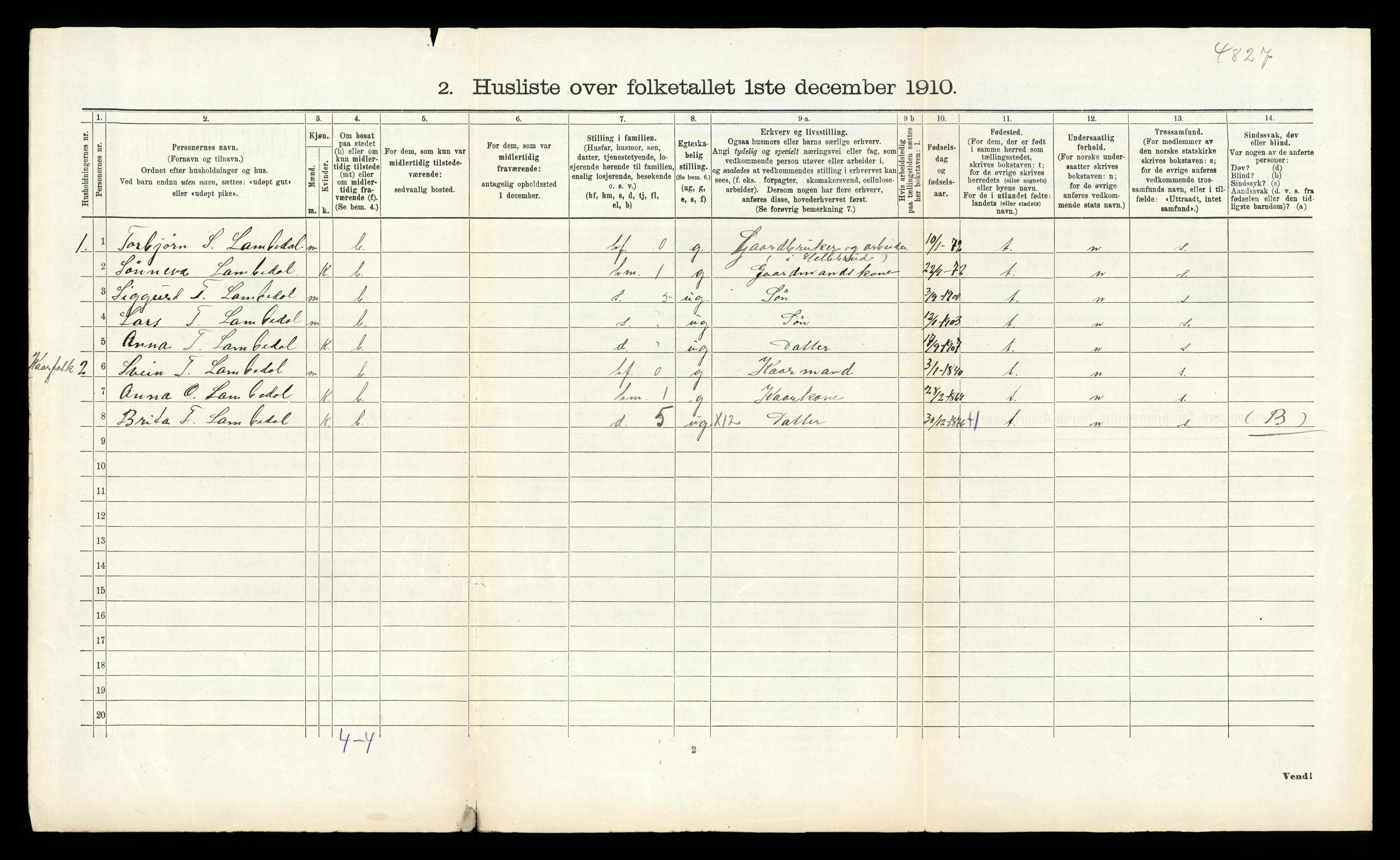 RA, Folketelling 1910 for 1226 Strandebarm herred, 1910, s. 129