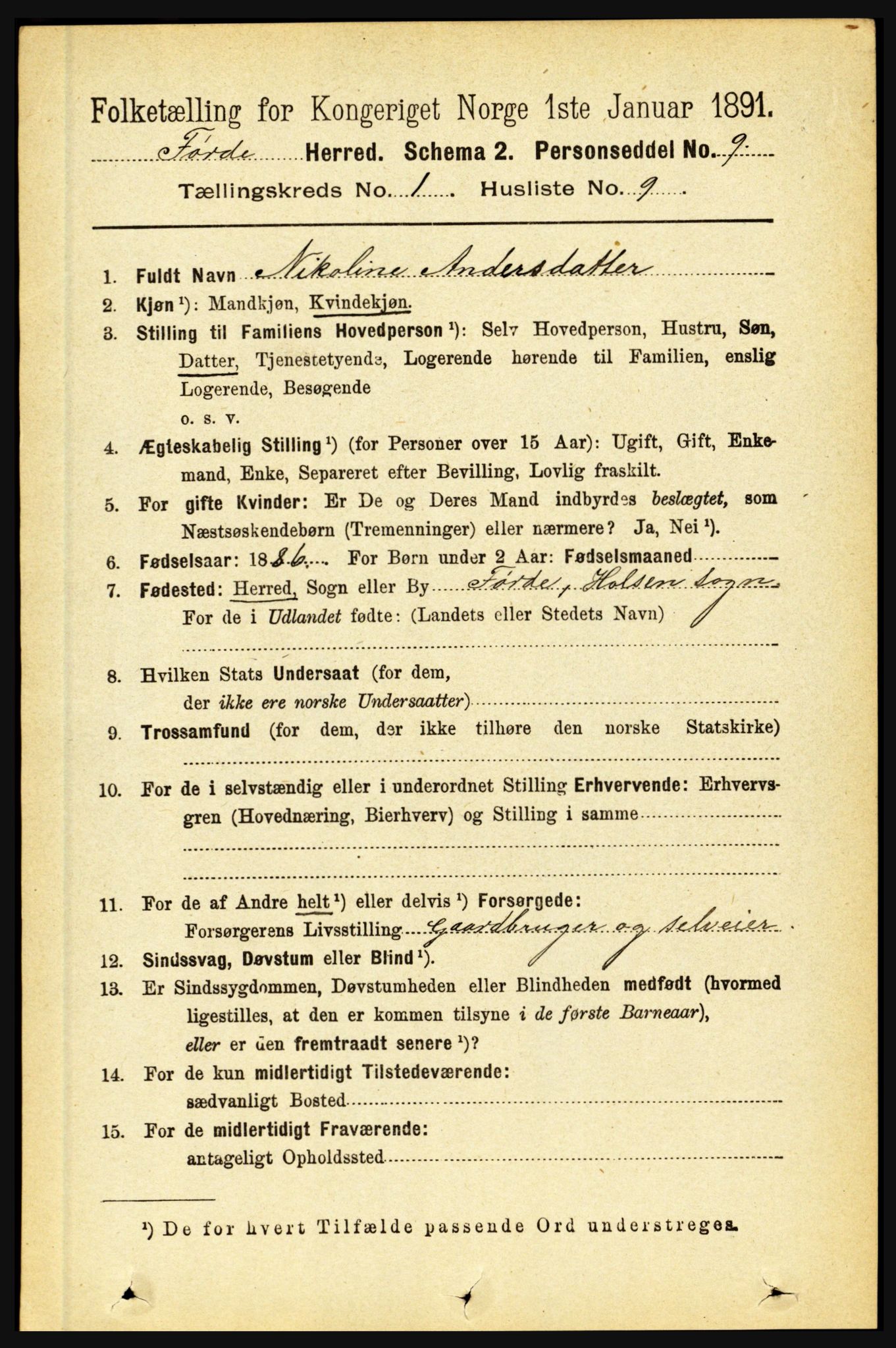 RA, Folketelling 1891 for 1432 Førde herred, 1891, s. 166