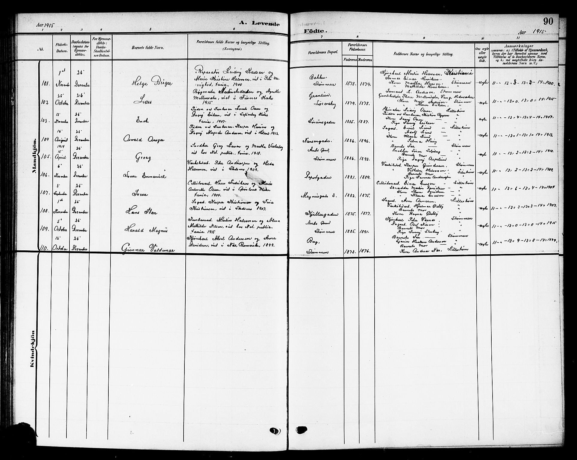 Skedsmo prestekontor Kirkebøker, AV/SAO-A-10033a/G/Gc/L0001: Klokkerbok nr. III 1, 1908-1916, s. 90