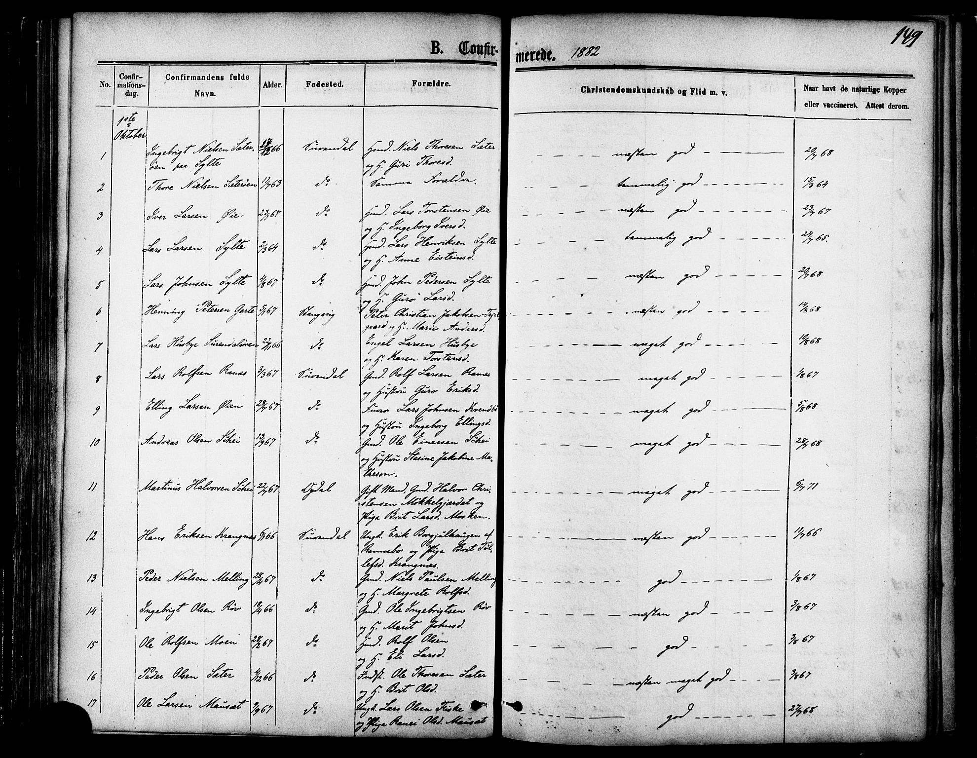 Ministerialprotokoller, klokkerbøker og fødselsregistre - Møre og Romsdal, AV/SAT-A-1454/595/L1046: Ministerialbok nr. 595A08, 1874-1884, s. 149