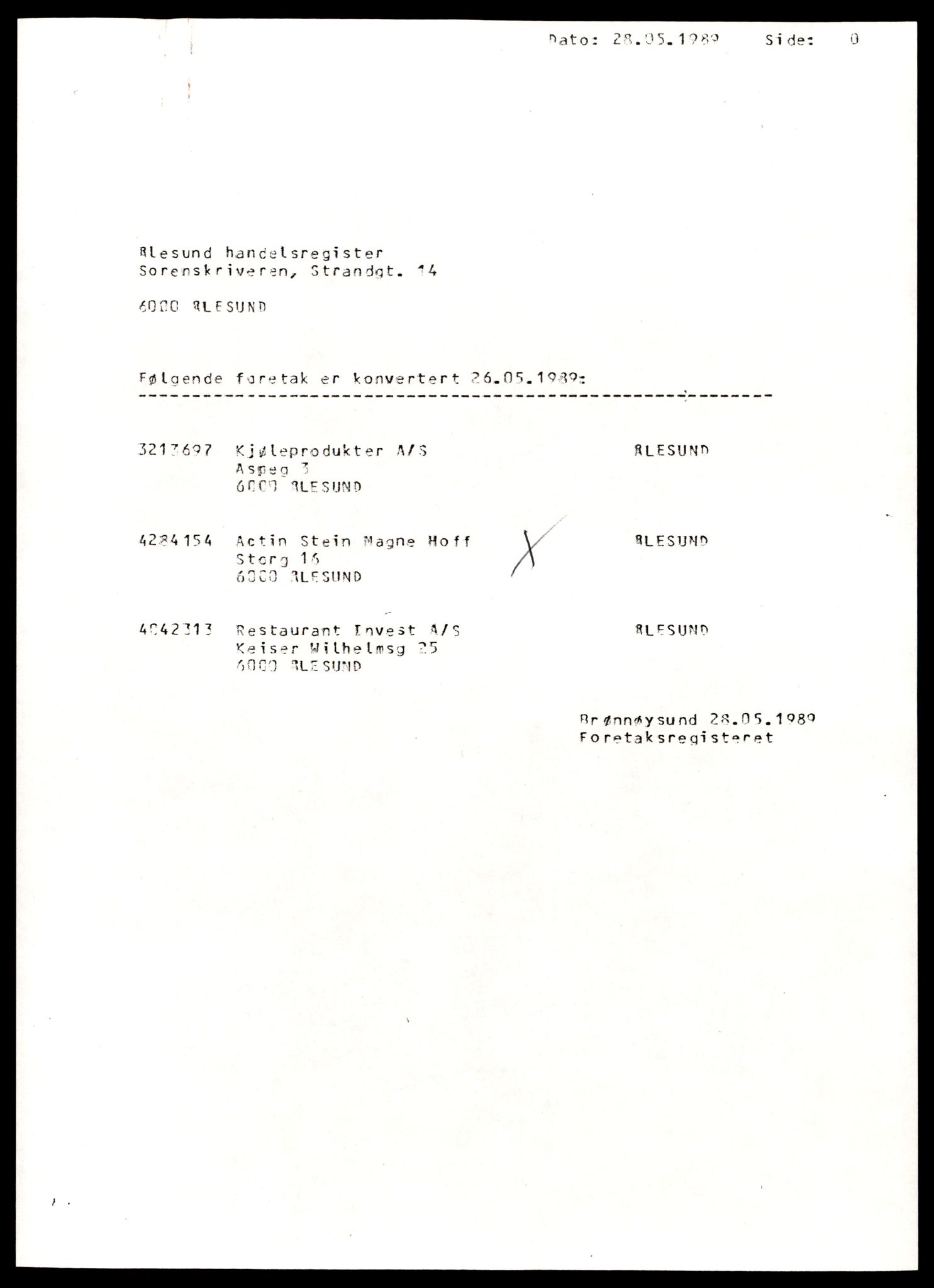 Ålesund sorenskriveri, AV/SAT-A-4383/2/J/Jd/Jde/L0001: Bilag. Enkeltmannsforetak A - Art, 1952-1989, s. 13