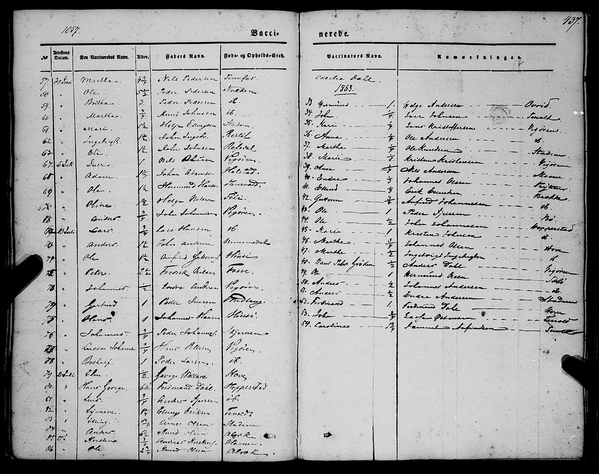 Vik sokneprestembete, AV/SAB-A-81501/H/Haa/Haaa/L0008: Ministerialbok nr. A 8, 1846-1865, s. 437