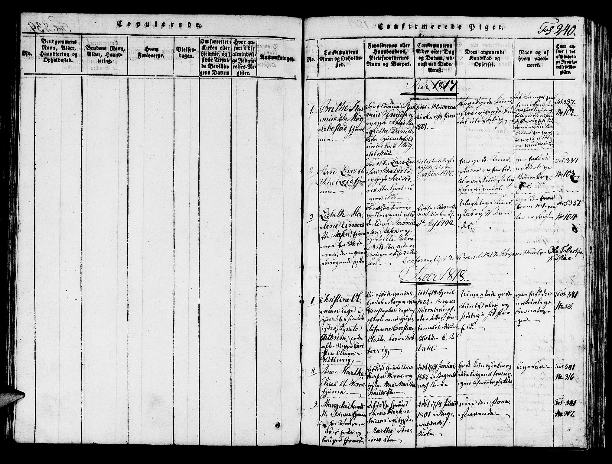 Avaldsnes sokneprestkontor, SAST/A -101851/H/Ha/Haa/L0004: Ministerialbok nr. A 4, 1816-1825, s. 240