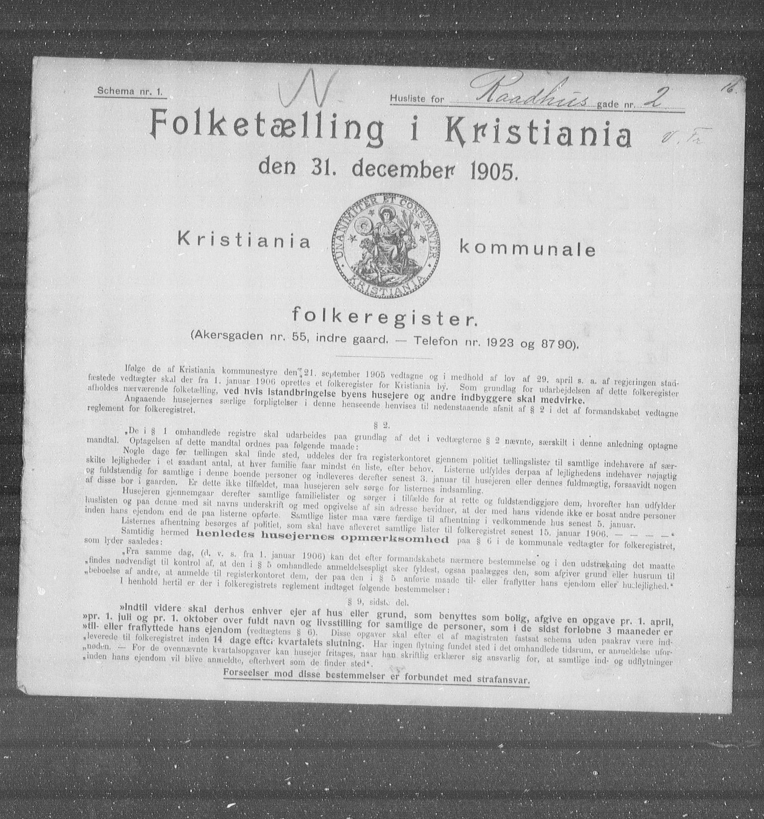 OBA, Kommunal folketelling 31.12.1905 for Kristiania kjøpstad, 1905, s. 43493