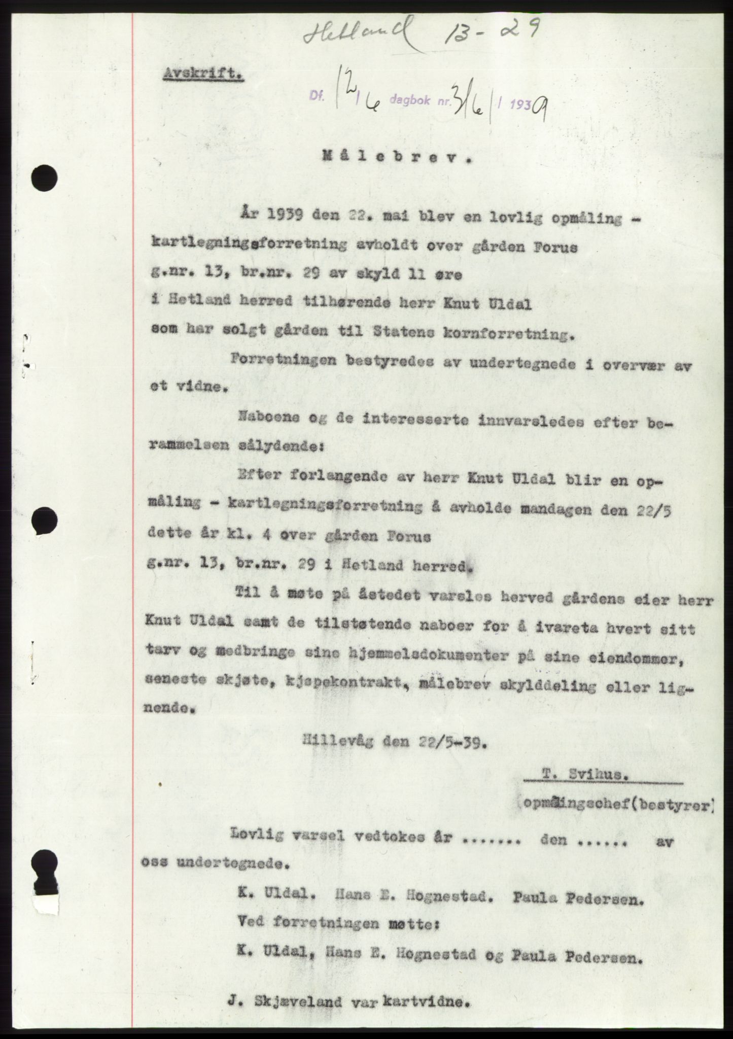 Jæren sorenskriveri, SAST/A-100310/03/G/Gba/L0074: Pantebok, 1939-1939, Dagboknr: 3161/1939
