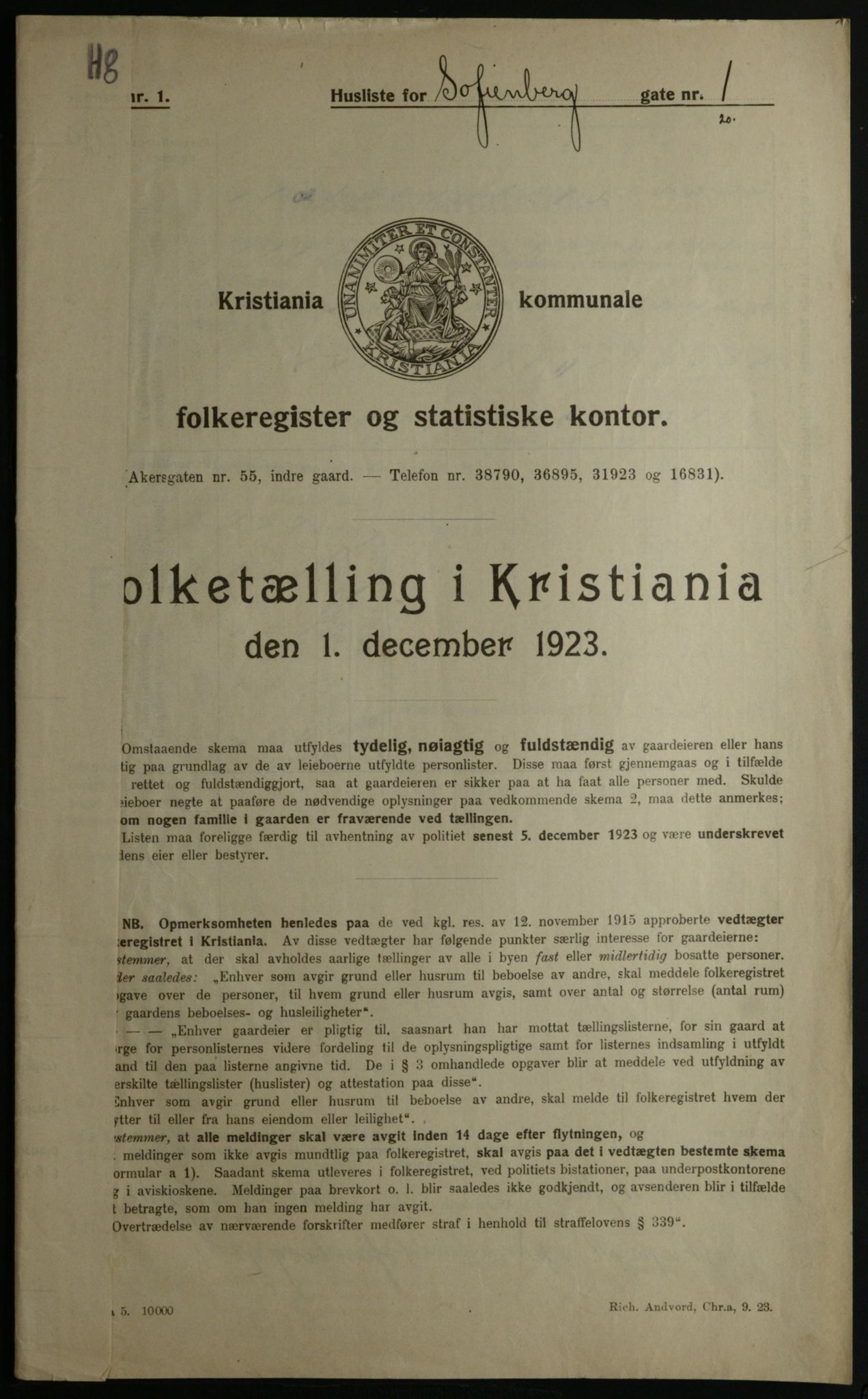 OBA, Kommunal folketelling 1.12.1923 for Kristiania, 1923, s. 108234