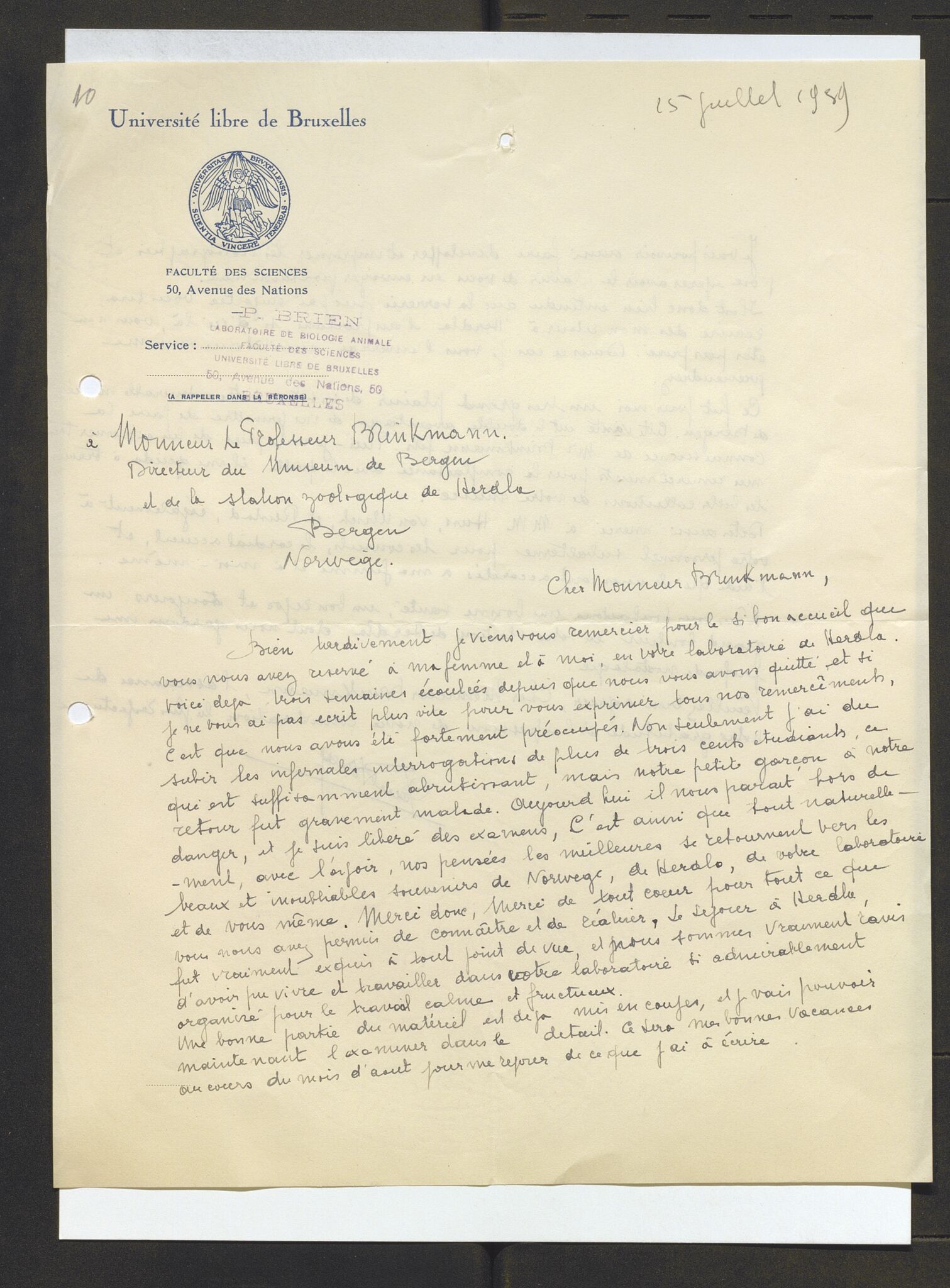 Bergens Museum, AV/SAB-A-17301/13/D/L0002: Korrespondanse , 1928-1940, s. 357