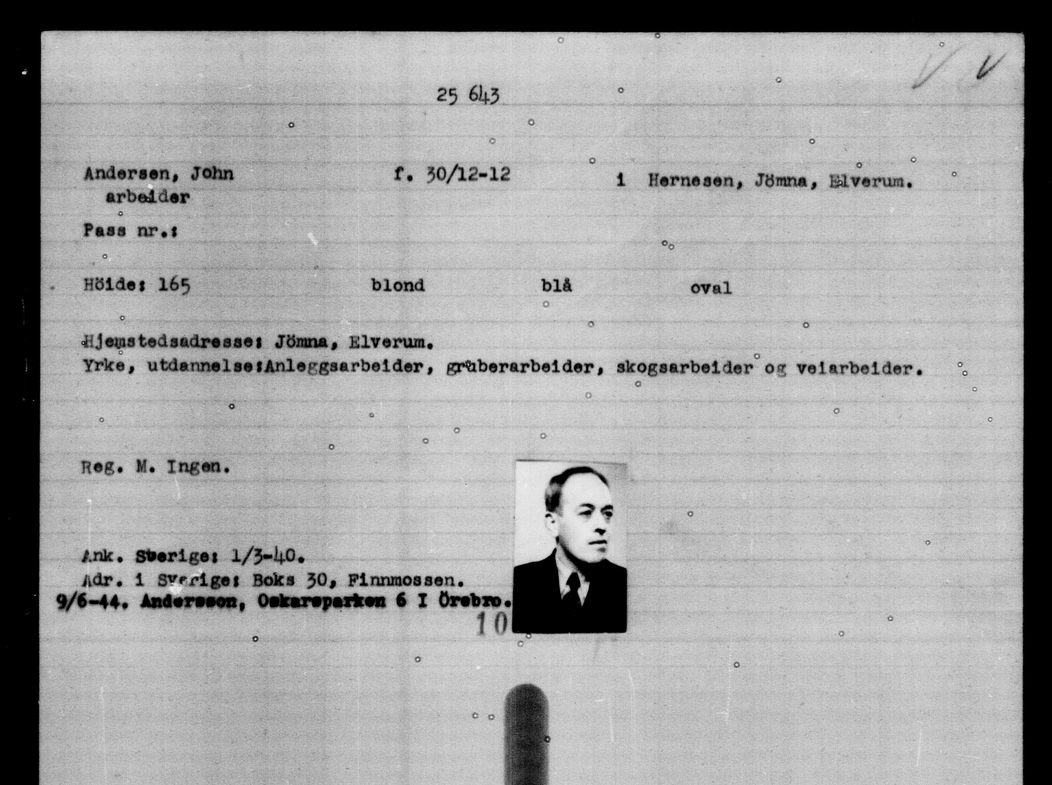 Den Kgl. Norske Legasjons Flyktningskontor, AV/RA-S-6753/V/Va/L0011: Kjesäterkartoteket.  Flyktningenr. 25300-28349, 1940-1945, s. 357
