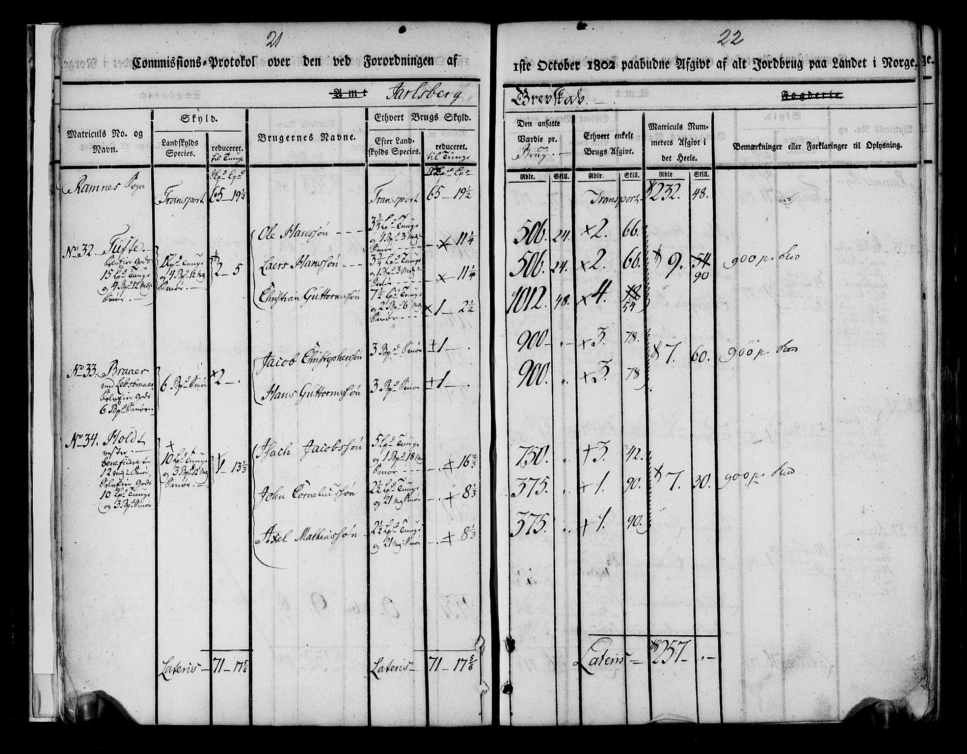 Rentekammeret inntil 1814, Realistisk ordnet avdeling, AV/RA-EA-4070/N/Ne/Nea/L0175: Jarlsberg grevskap. Kommisjonsprotokoll for grevskapets søndre distrikt - Ramnes, Sem, Stokke, Borre, Andebu og Nøtterøy prestegjeld, 1803, s. 12