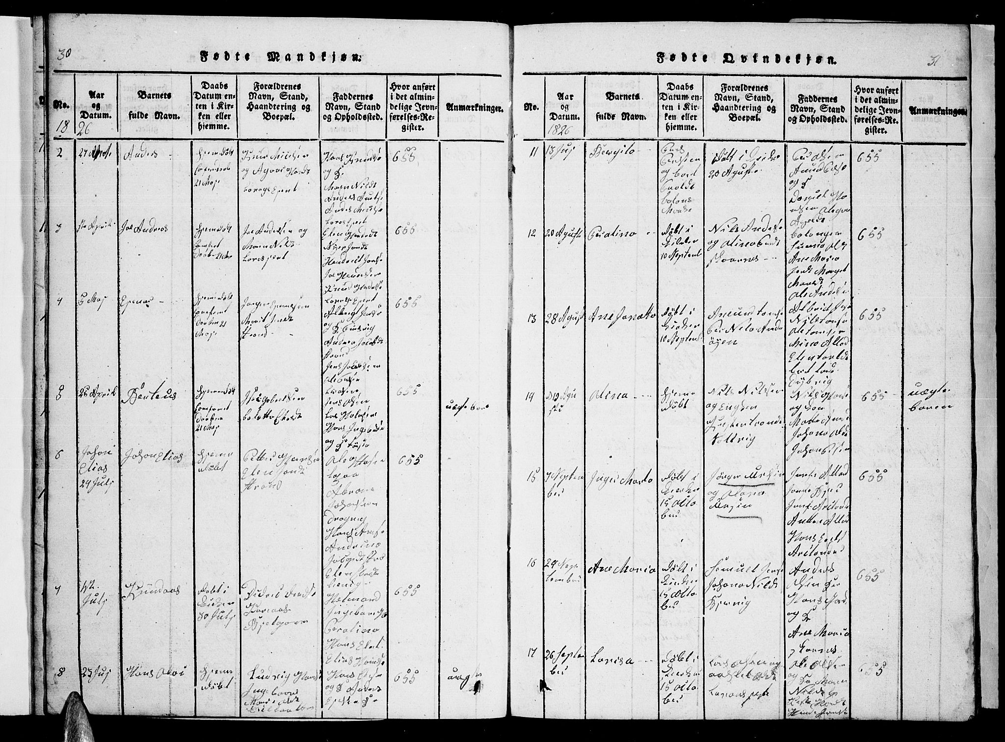 Ministerialprotokoller, klokkerbøker og fødselsregistre - Nordland, AV/SAT-A-1459/863/L0911: Klokkerbok nr. 863C01, 1821-1858, s. 30-31