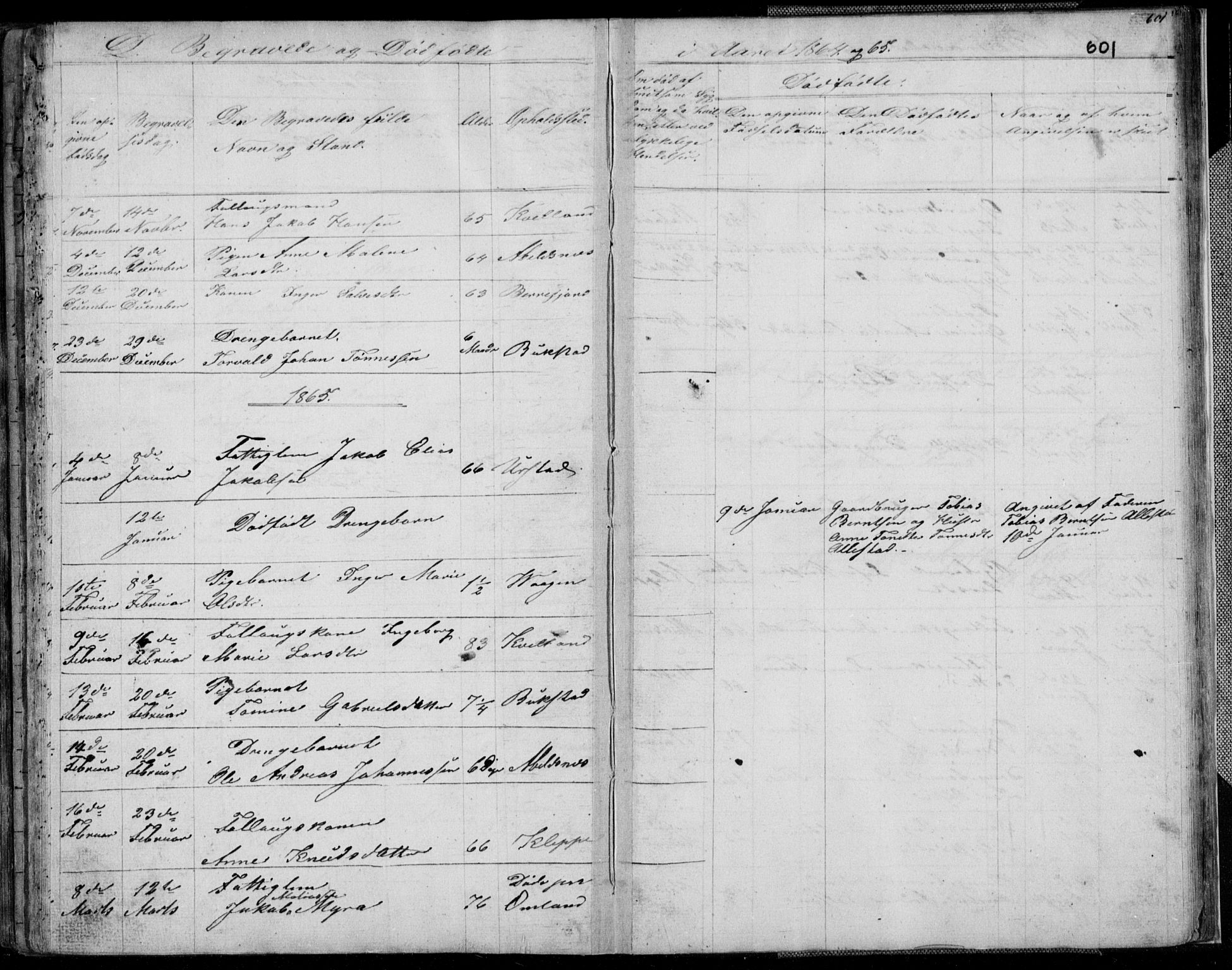 Flekkefjord sokneprestkontor, AV/SAK-1111-0012/F/Fb/Fbb/L0002: Klokkerbok nr. B 2b, 1831-1866, s. 601