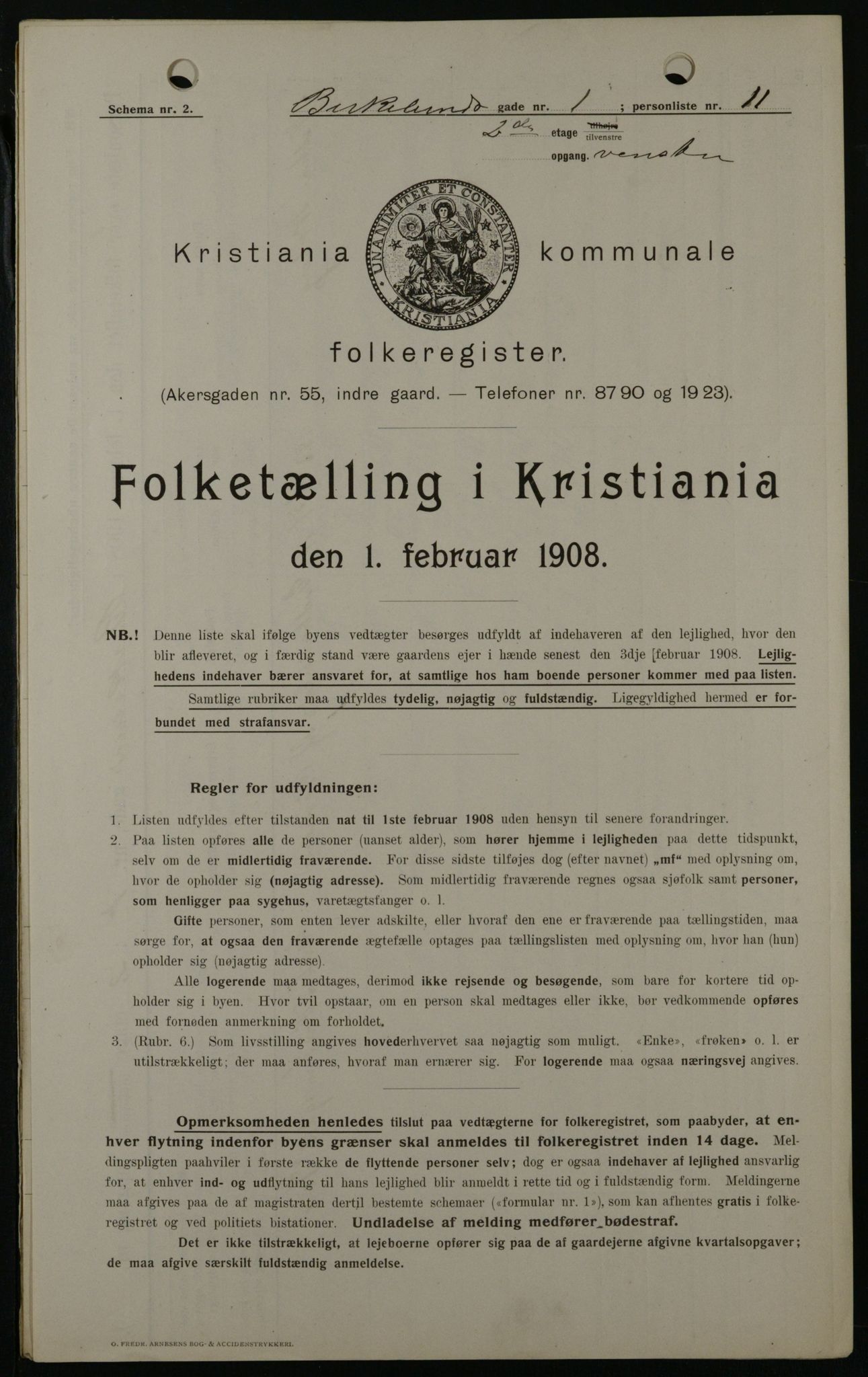 OBA, Kommunal folketelling 1.2.1908 for Kristiania kjøpstad, 1908, s. 4965