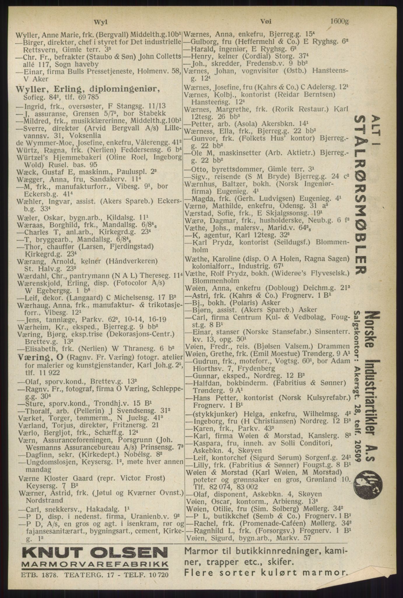 Kristiania/Oslo adressebok, PUBL/-, 1937, s. 1600