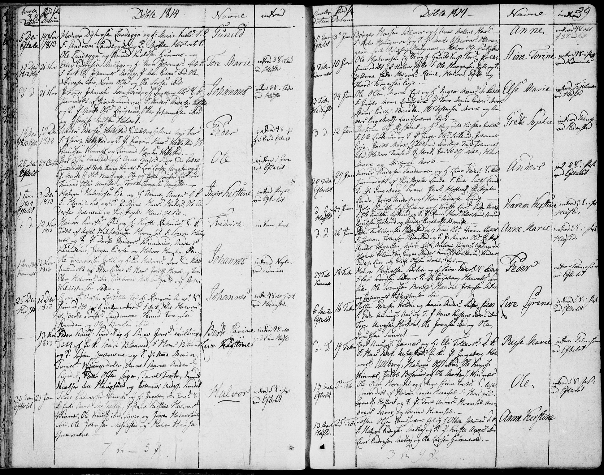 Sandsvær kirkebøker, SAKO/A-244/F/Fa/L0003: Ministerialbok nr. I 3, 1809-1817, s. 38-39