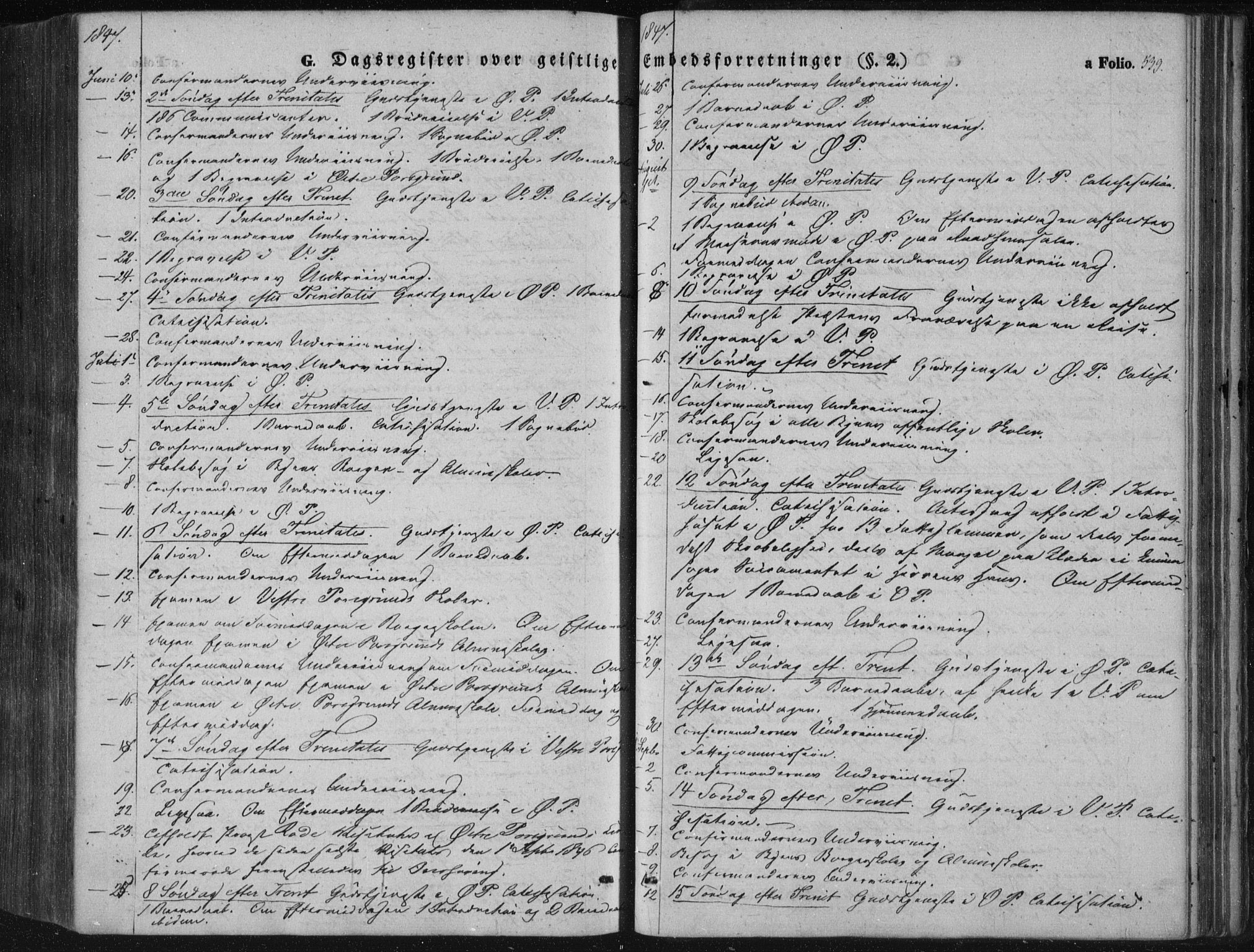 Porsgrunn kirkebøker , SAKO/A-104/F/Fa/L0006: Ministerialbok nr. 6, 1841-1857, s. 539