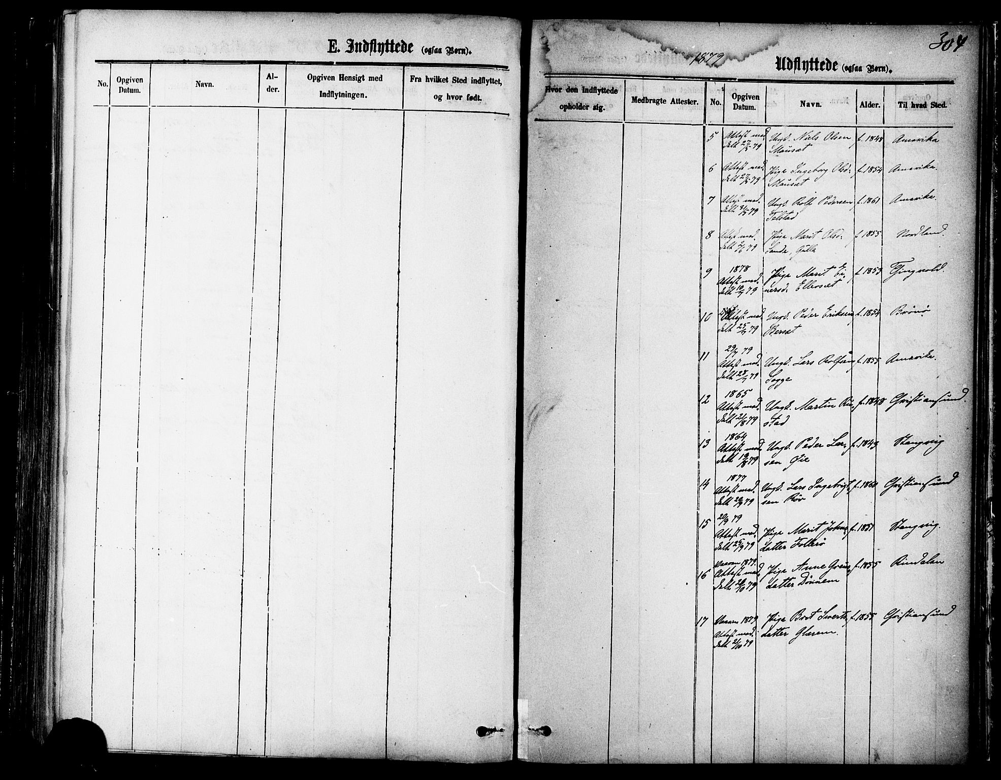 Ministerialprotokoller, klokkerbøker og fødselsregistre - Møre og Romsdal, SAT/A-1454/595/L1046: Ministerialbok nr. 595A08, 1874-1884, s. 304