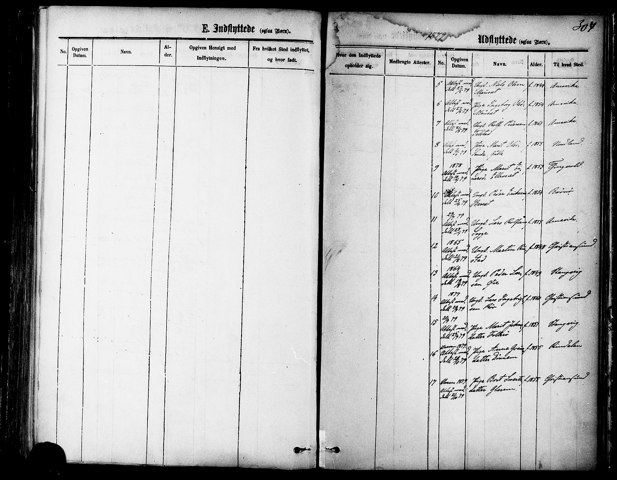 Ministerialprotokoller, klokkerbøker og fødselsregistre - Møre og Romsdal, AV/SAT-A-1454/595/L1046: Ministerialbok nr. 595A08, 1874-1884, s. 304