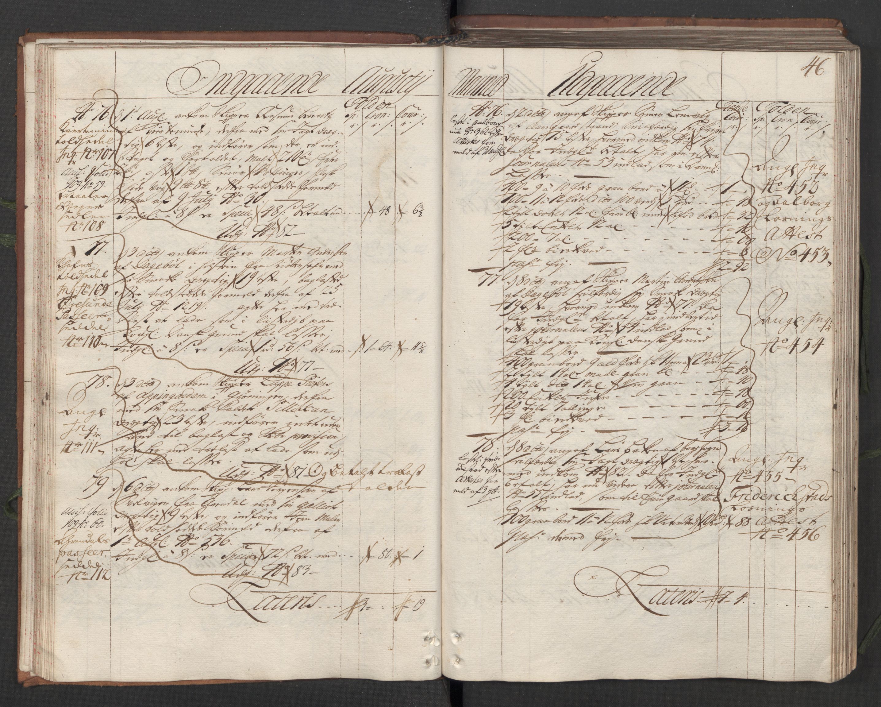 Generaltollkammeret, tollregnskaper, RA/EA-5490/R05/L0012/0001: Tollregnskaper Moss, Son, Krokstad / Hovedtollbok, 1731, s. 45b-46a