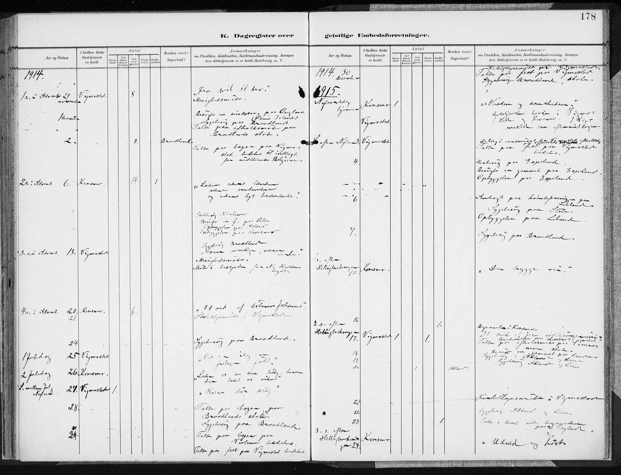 Nord-Audnedal sokneprestkontor, AV/SAK-1111-0032/F/Fa/Fab/L0004: Ministerialbok nr. A 4, 1901-1917, s. 178