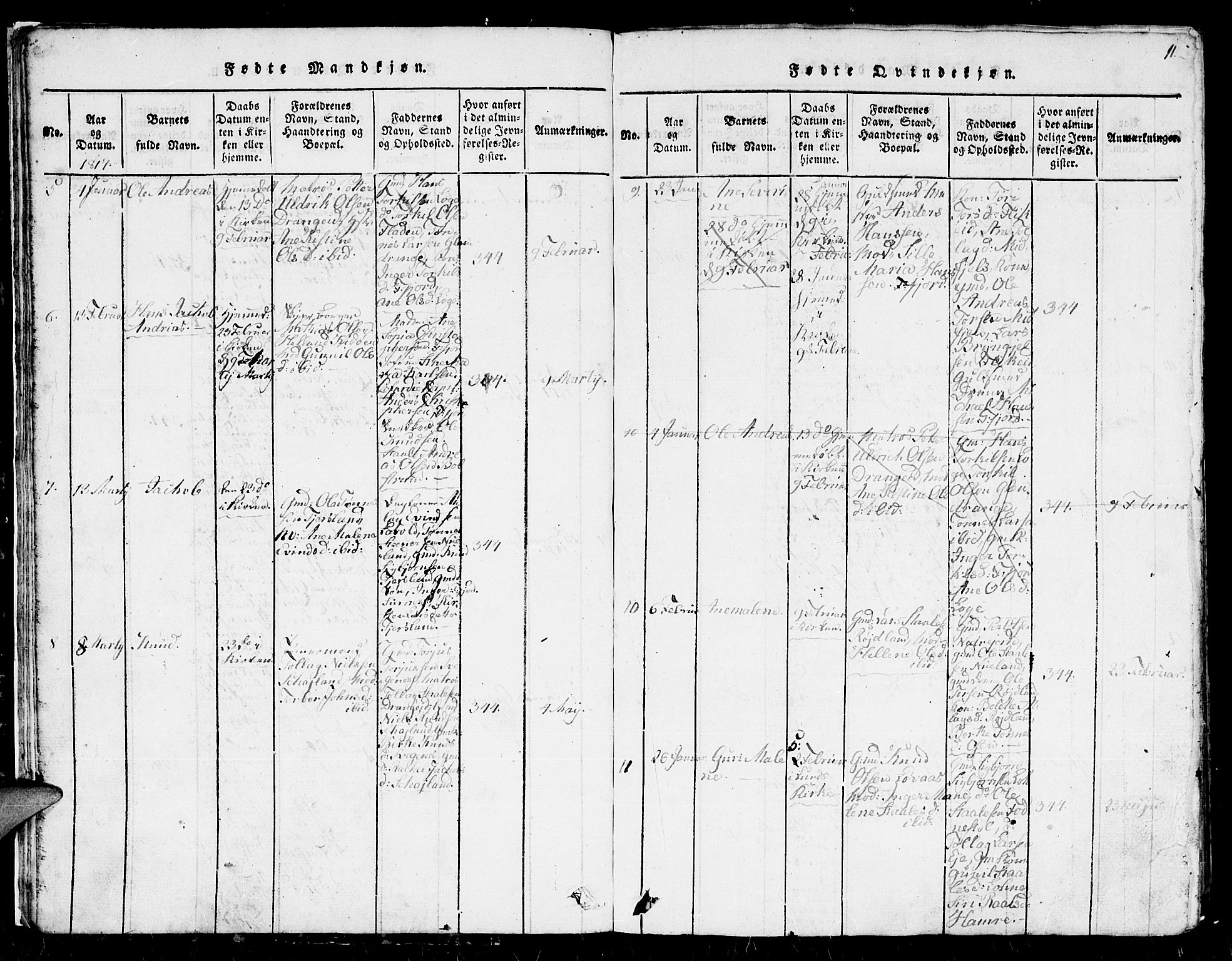 Flekkefjord sokneprestkontor, AV/SAK-1111-0012/F/Fb/Fbc/L0003: Klokkerbok nr. B 3, 1815-1826, s. 11