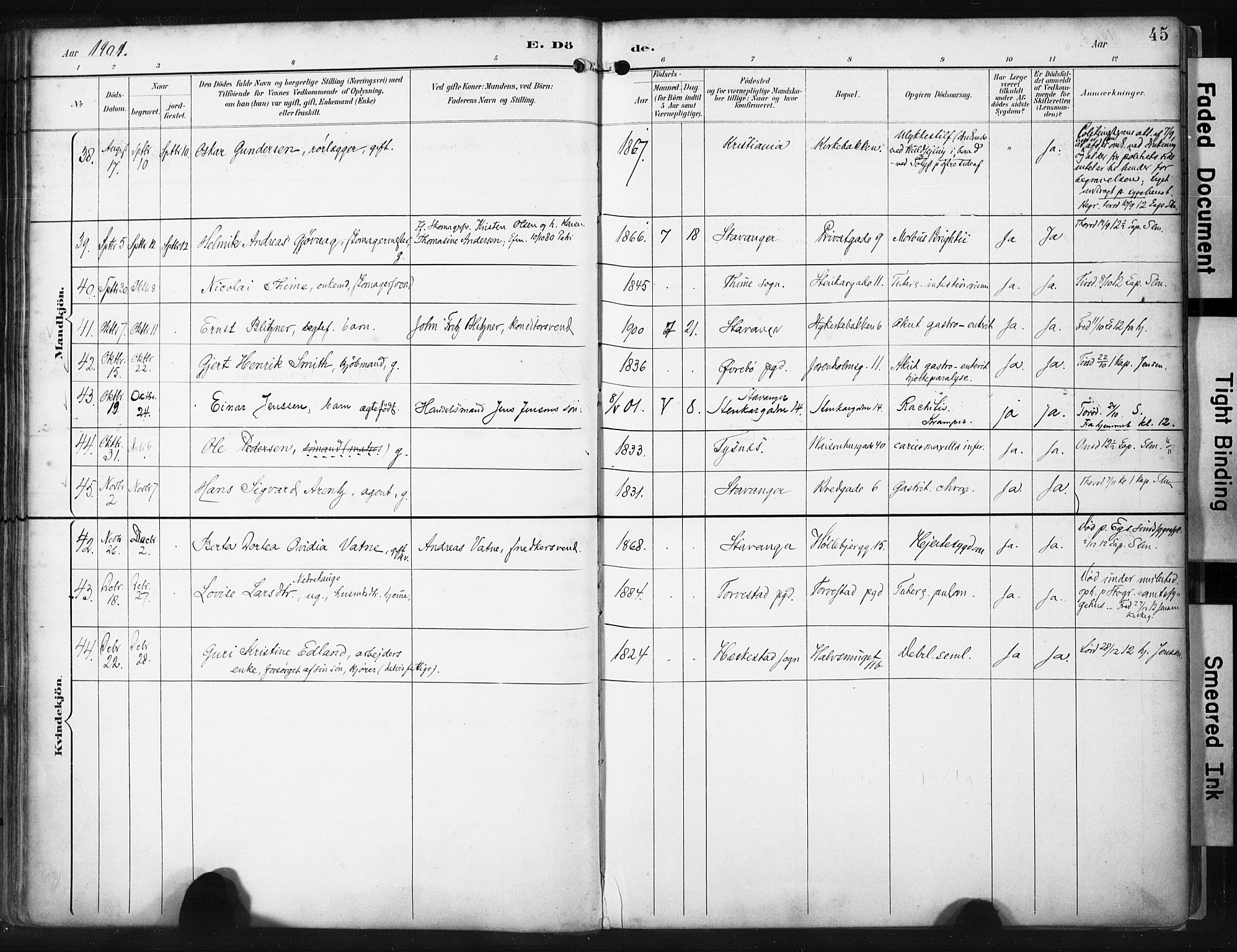 St. Petri sokneprestkontor, AV/SAST-A-101813/001/30/30BA/L0022: Ministerialbok nr. A 22, 1895-1919, s. 45