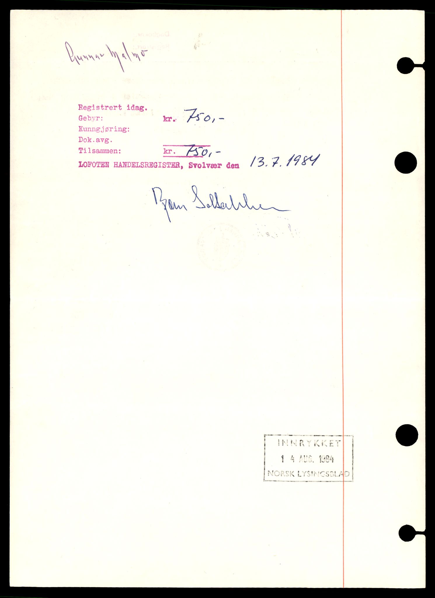 Lofoten sorenskriveri, AV/SAT-A-0017/2/J/Jd/Jdc/L0013: Bilag, Lofoten T-Lofot T, 1944-1990, s. 2