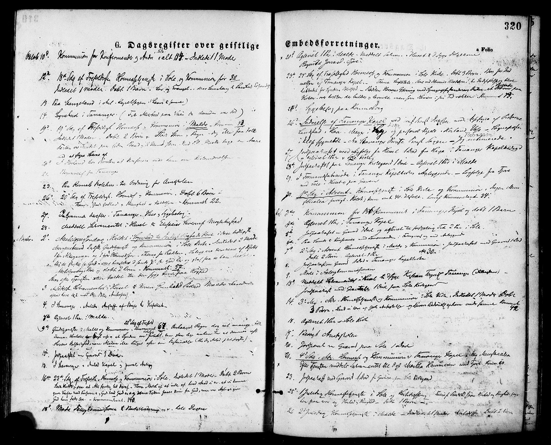 Håland sokneprestkontor, AV/SAST-A-101802/001/30BA/L0009: Ministerialbok nr. A 8, 1871-1882, s. 320