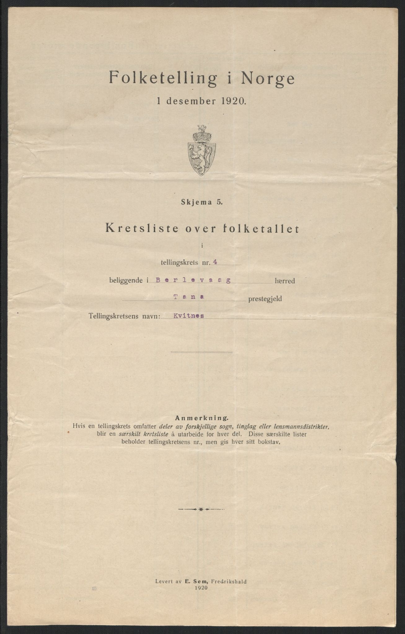 SATØ, Folketelling 1920 for 2024 Berlevåg herred, 1920, s. 16