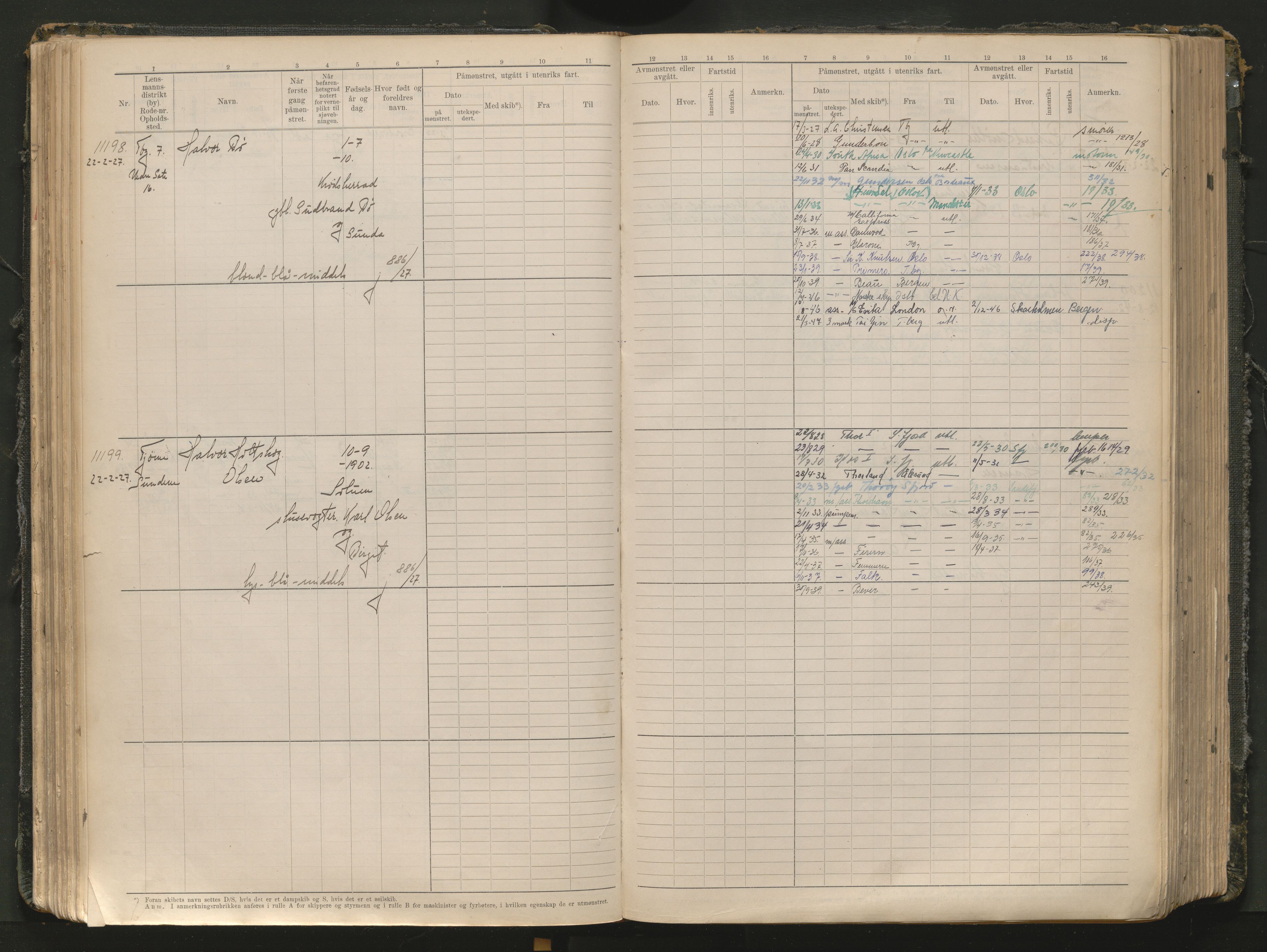 Tønsberg innrulleringskontor, AV/SAKO-A-786/F/Fc/Fcb/L0012: Hovedrulle Patent nr. 10828-12216, 1925-1948