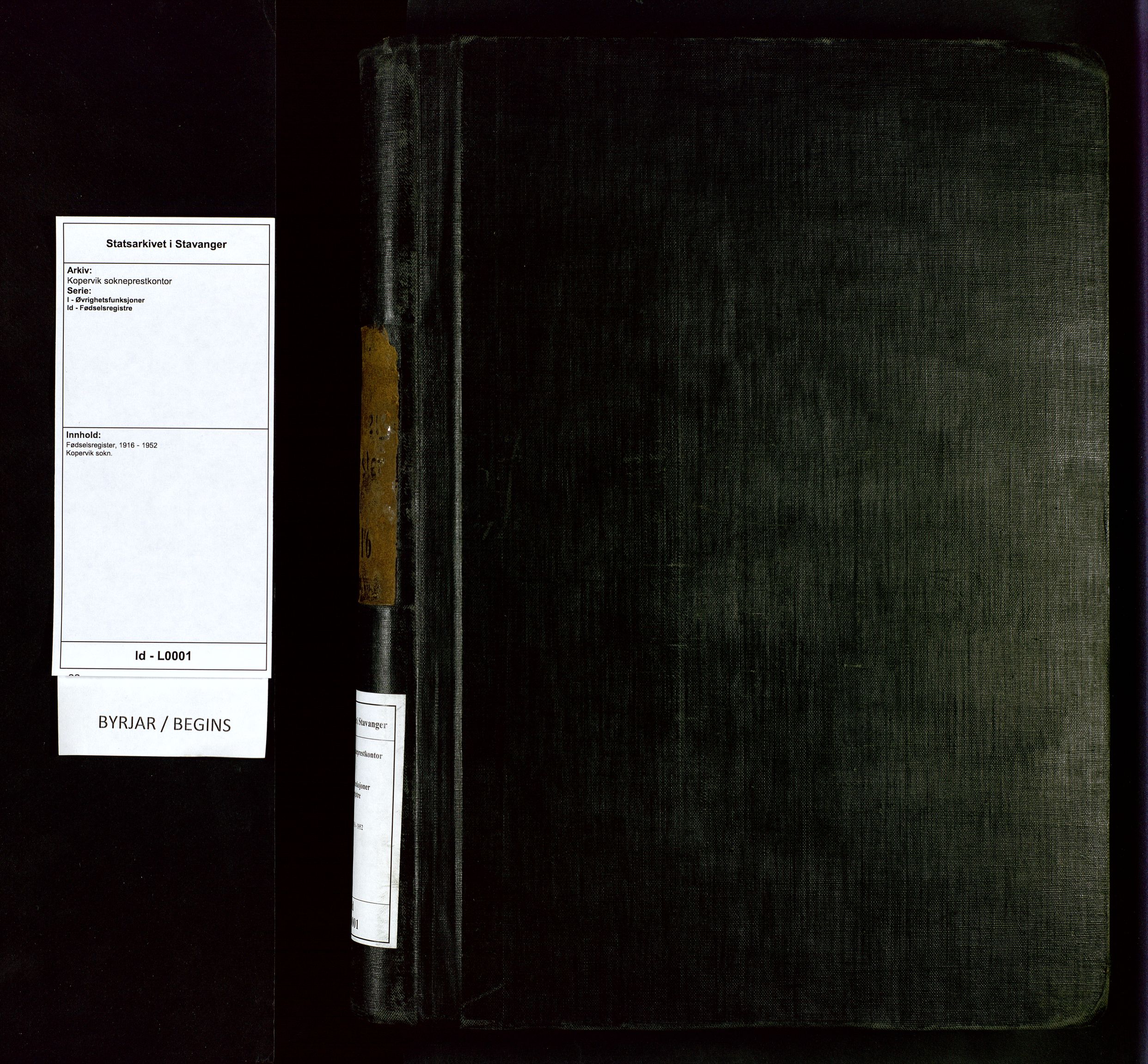 Kopervik sokneprestkontor, AV/SAST-A-101850/I/Id/L0001: Fødselsregister nr. 1, 1916-1952