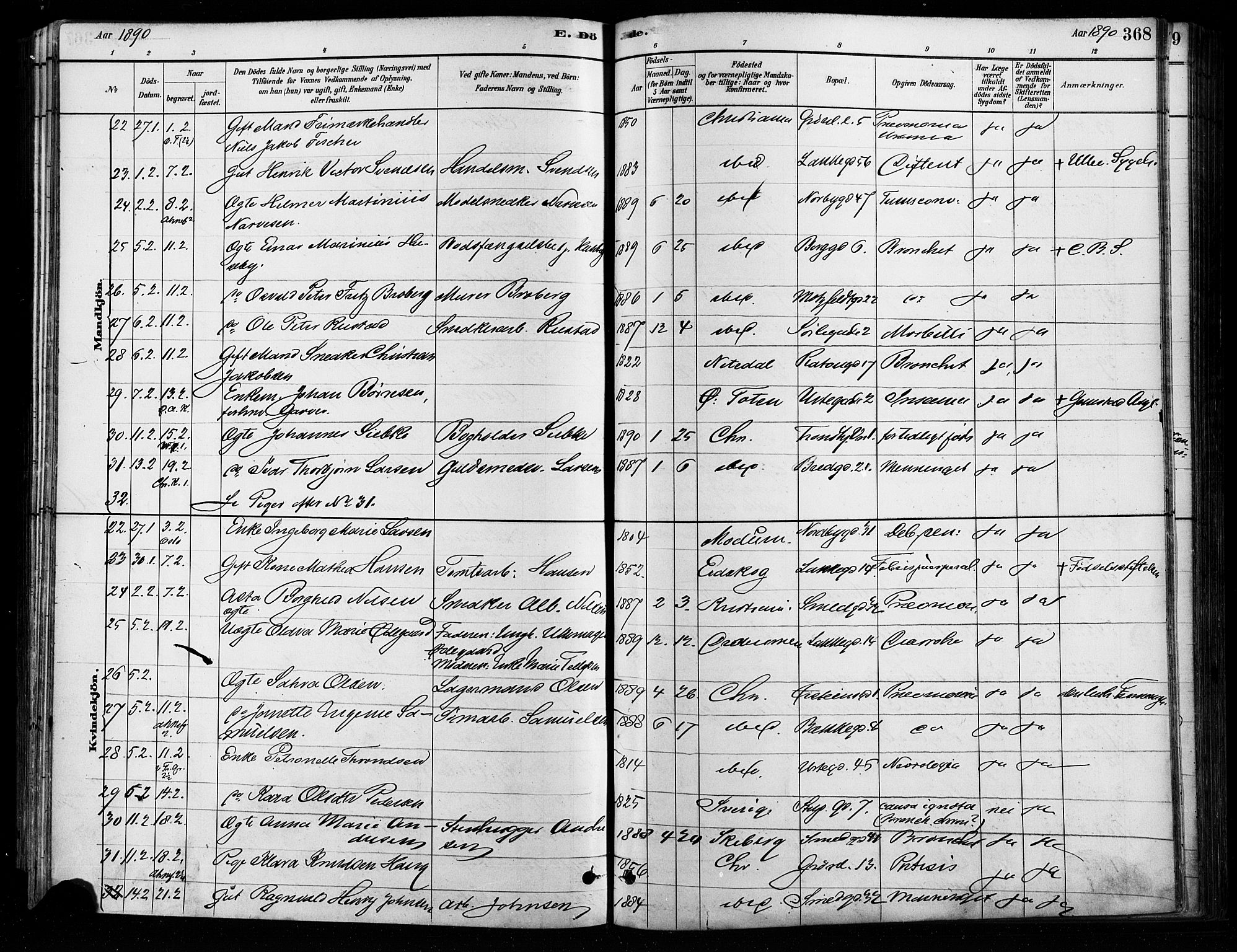 Grønland prestekontor Kirkebøker, AV/SAO-A-10848/F/Fa/L0008: Ministerialbok nr. 8, 1881-1893, s. 368