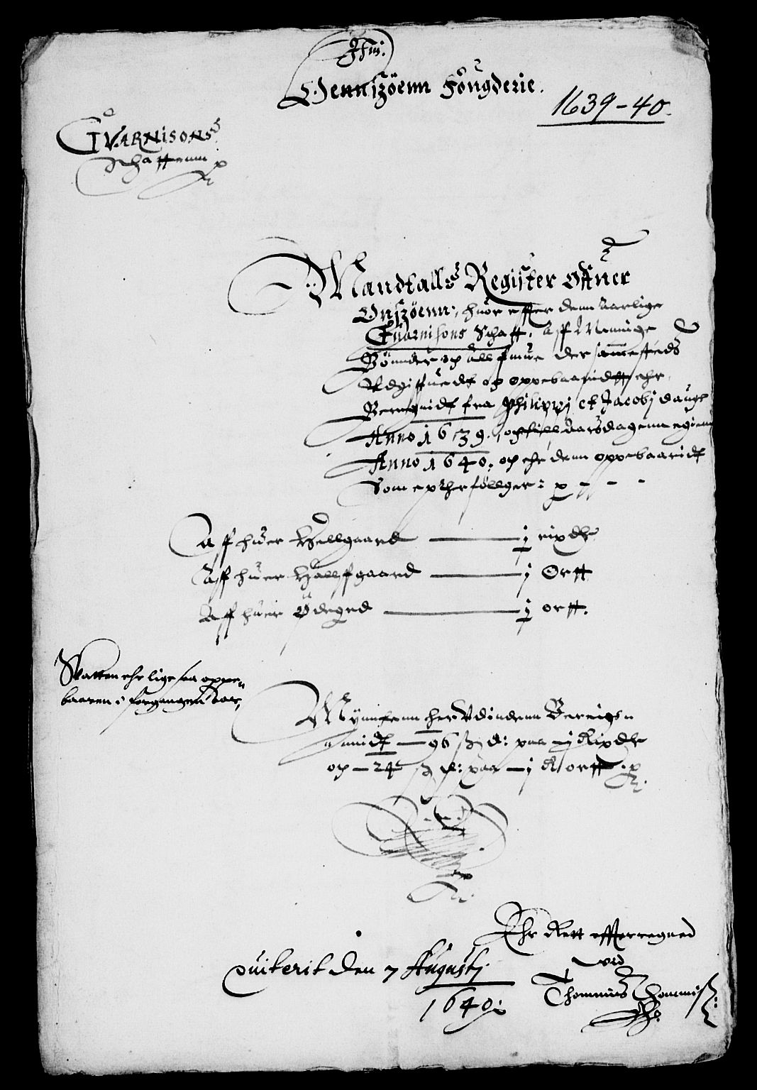 Rentekammeret inntil 1814, Reviderte regnskaper, Lensregnskaper, AV/RA-EA-5023/R/Rb/Rbe/L0002: Onsøy len, 1615-1650