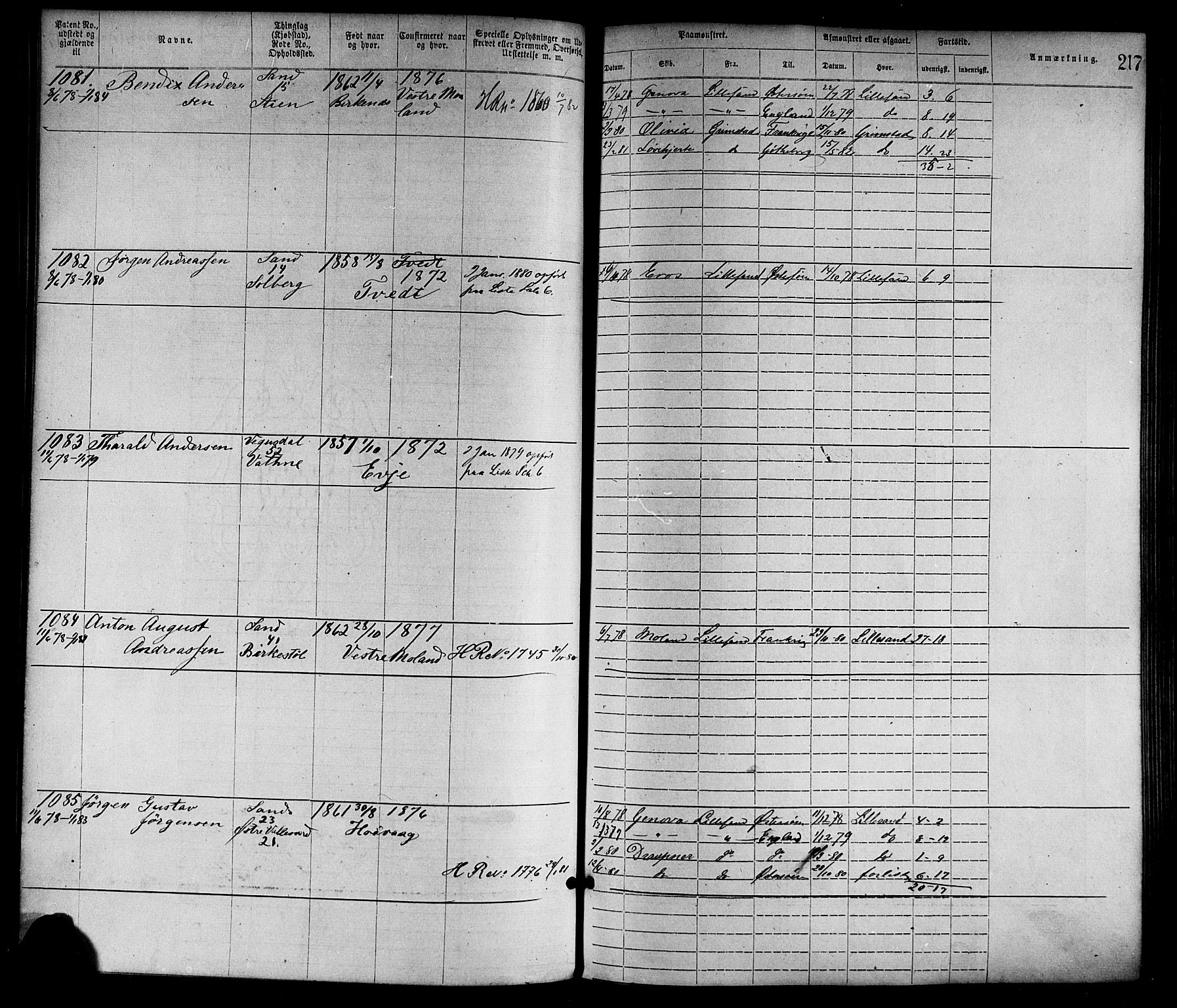 Lillesand mønstringskrets, AV/SAK-2031-0014/F/Fa/L0004: Annotasjonsrulle nr 1-1920 med register, G-1, 1869-1891, s. 243