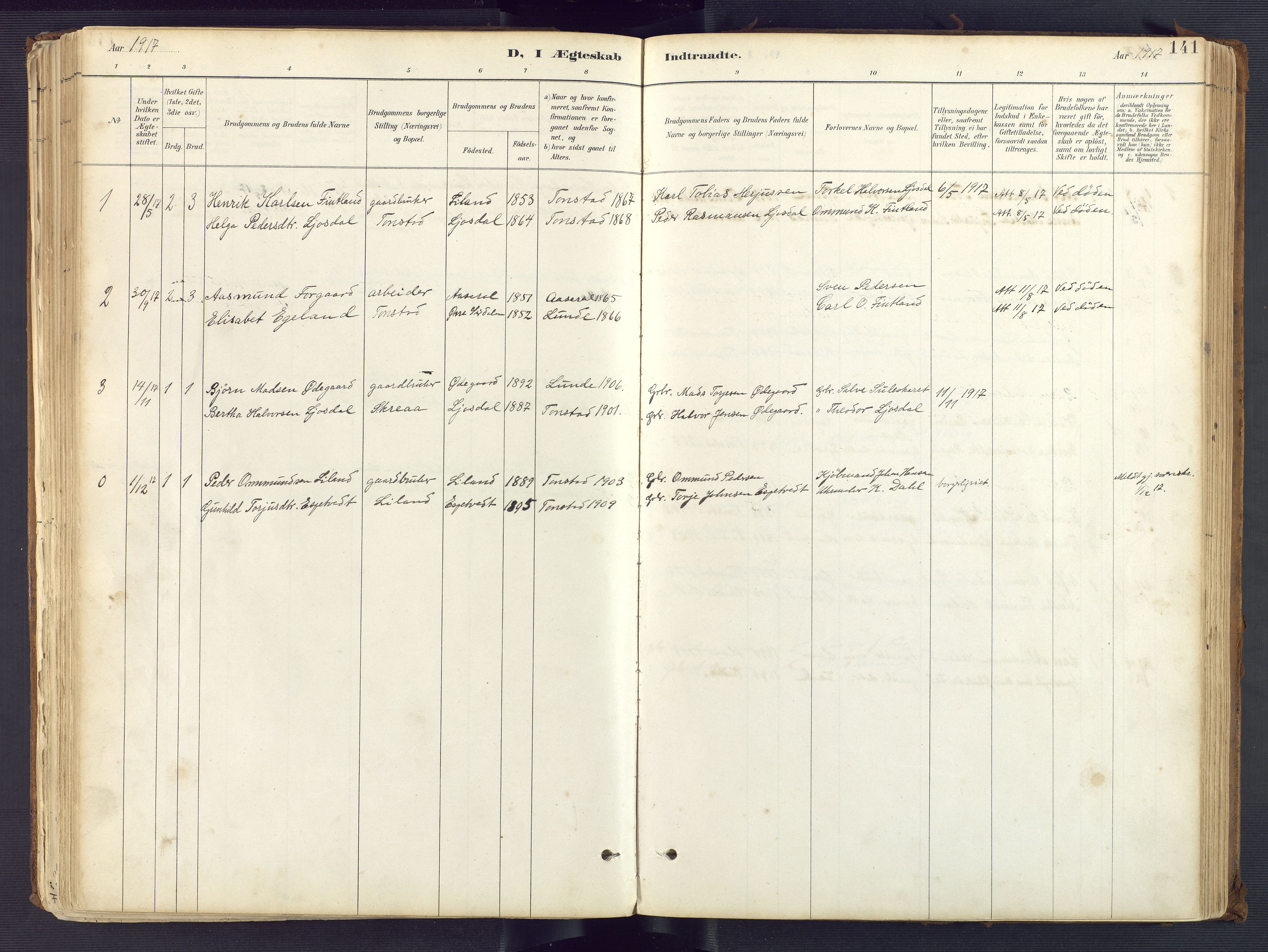 Sirdal sokneprestkontor, AV/SAK-1111-0036/F/Fa/Fab/L0004: Ministerialbok nr. A 4, 1887-1919, s. 141