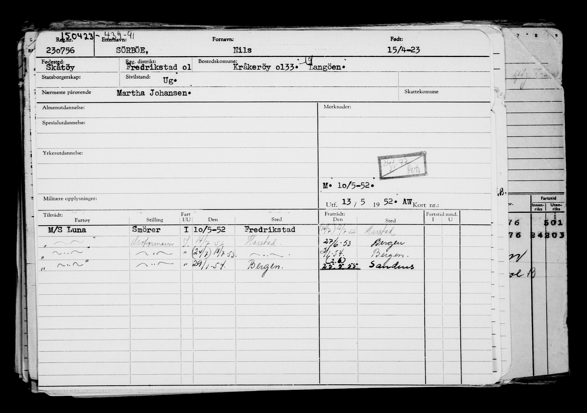 Direktoratet for sjømenn, AV/RA-S-3545/G/Gb/L0218: Hovedkort, 1923, s. 36