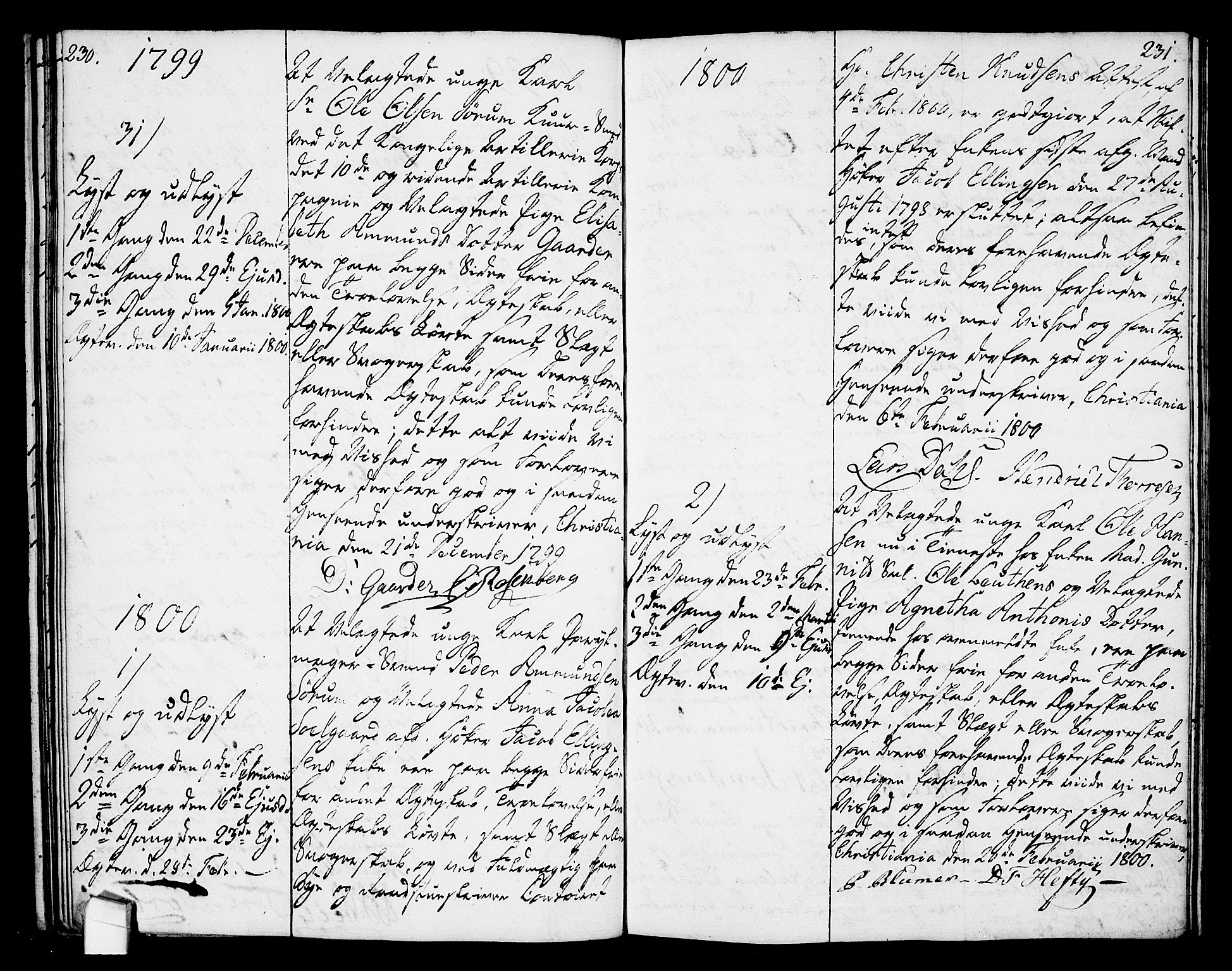 Oslo domkirke Kirkebøker, SAO/A-10752/L/La/L0010: Forlovererklæringer nr. 10, 1789-1807, s. 230-231