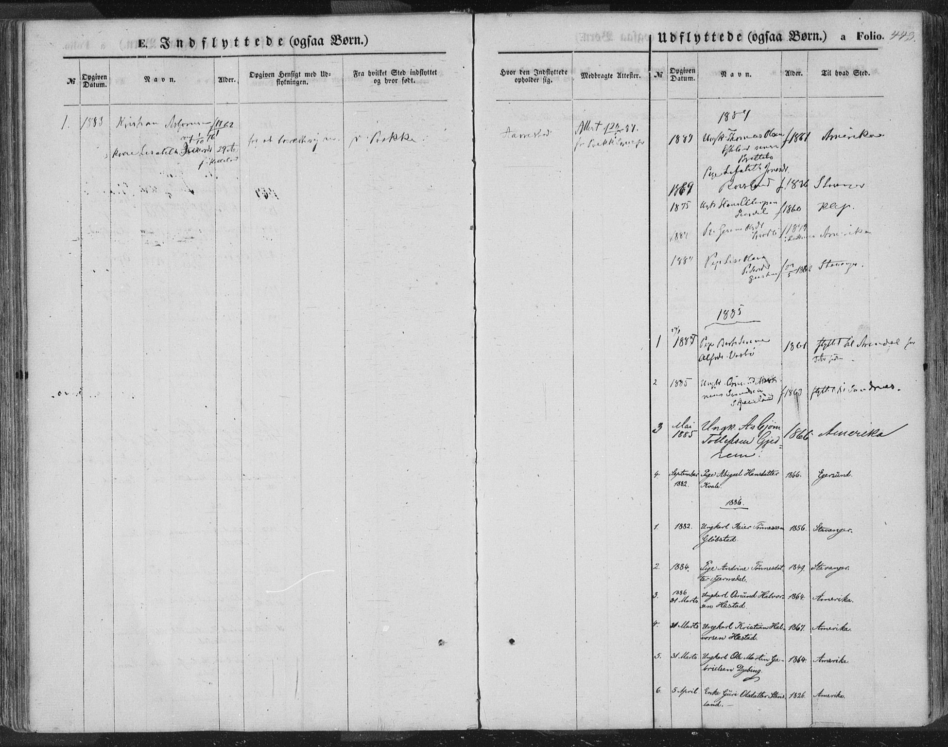 Helleland sokneprestkontor, AV/SAST-A-101810: Ministerialbok nr. A 7.2, 1863-1886, s. 443