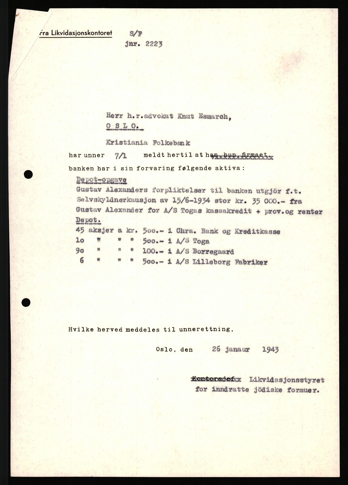 Justisdepartementet, Tilbakeføringskontoret for inndratte formuer, AV/RA-S-1564/H/Hc/Hcc/L0917: --, 1945-1947, s. 260