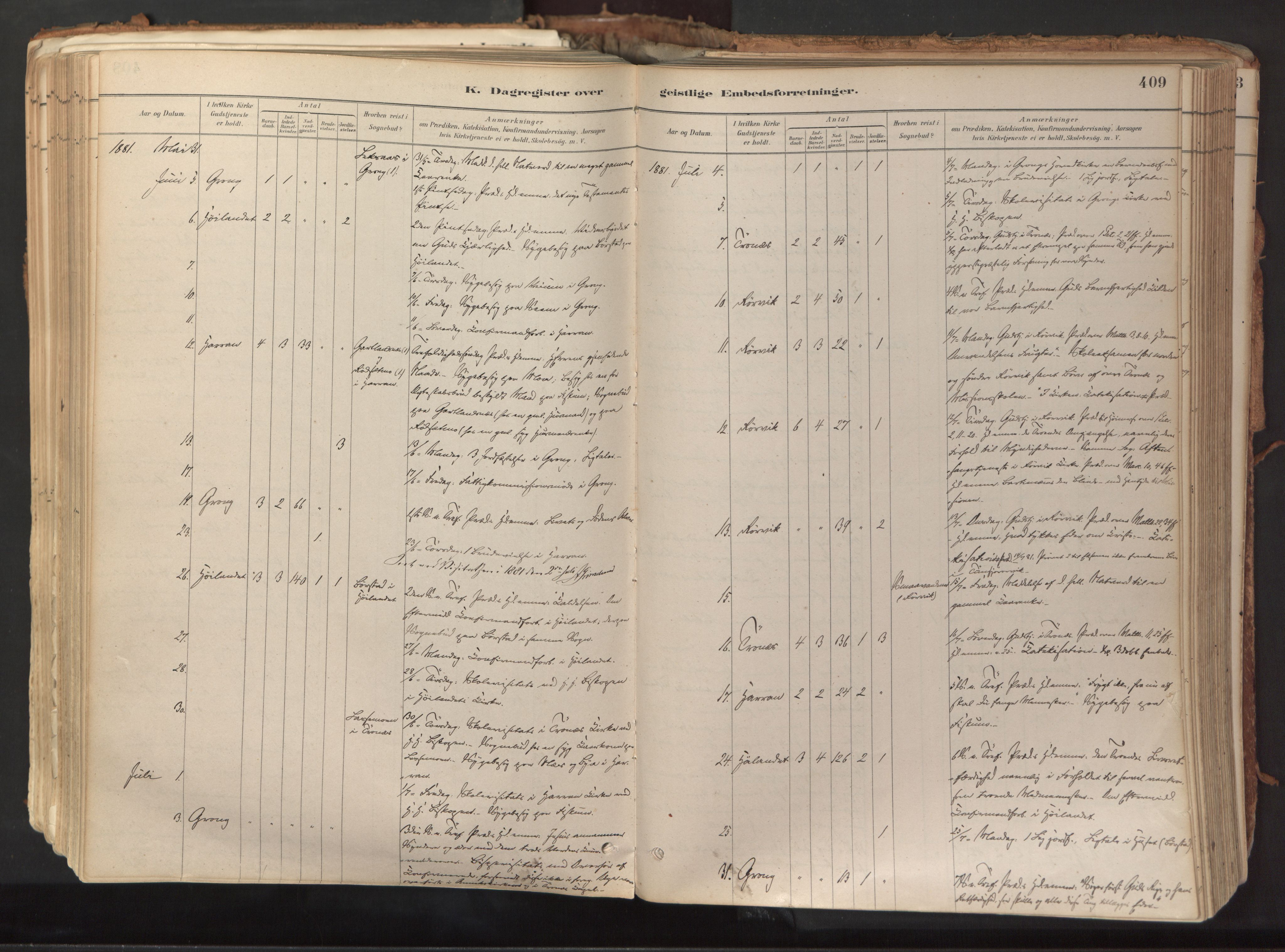 Ministerialprotokoller, klokkerbøker og fødselsregistre - Nord-Trøndelag, AV/SAT-A-1458/758/L0519: Ministerialbok nr. 758A04, 1880-1926, s. 409