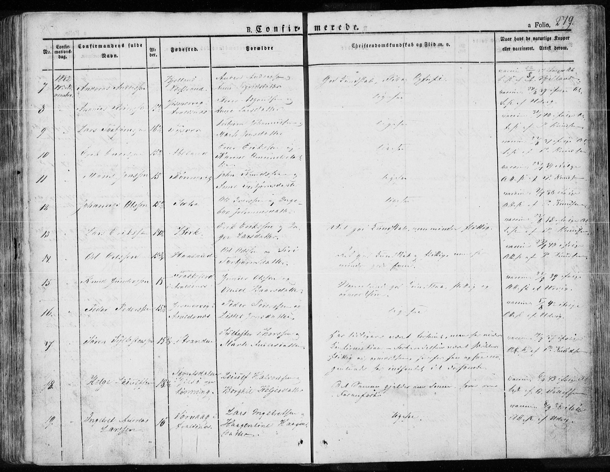 Tysvær sokneprestkontor, SAST/A -101864/H/Ha/Haa/L0001: Ministerialbok nr. A 1.1, 1831-1856, s. 279