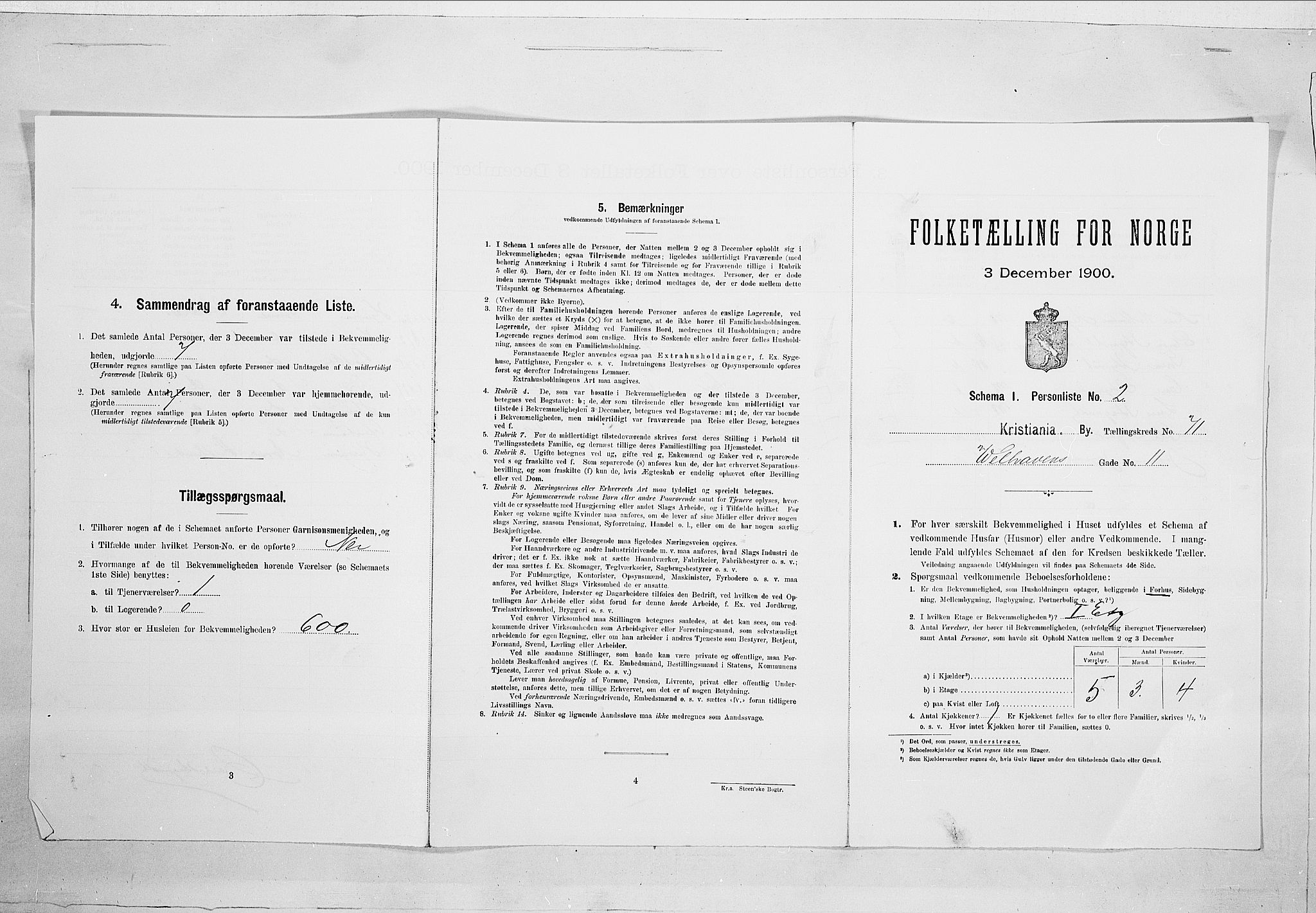 SAO, Folketelling 1900 for 0301 Kristiania kjøpstad, 1900, s. 111056