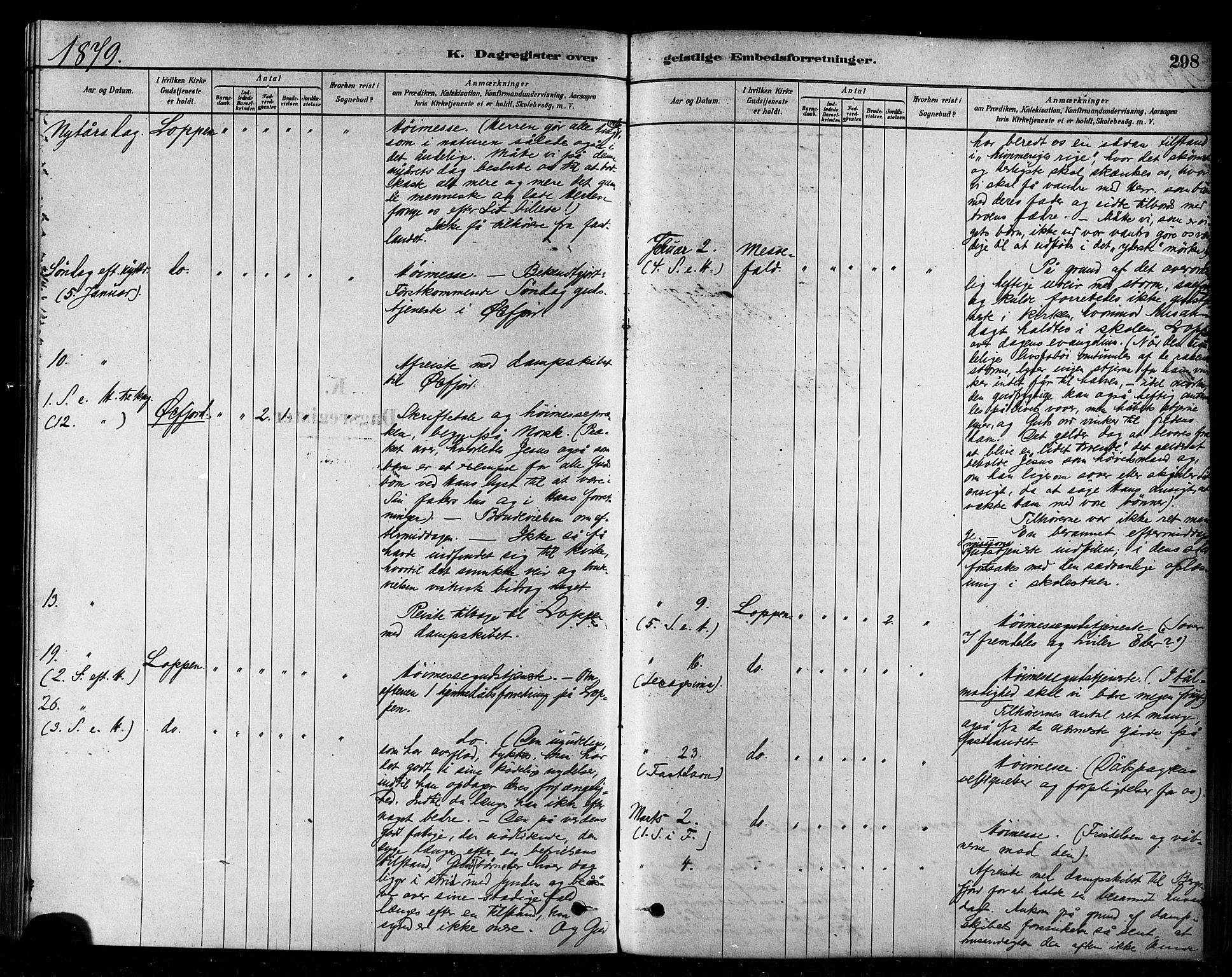 Loppa sokneprestkontor, AV/SATØ-S-1339/H/Ha/L0006kirke: Ministerialbok nr. 6, 1879-1895, s. 298