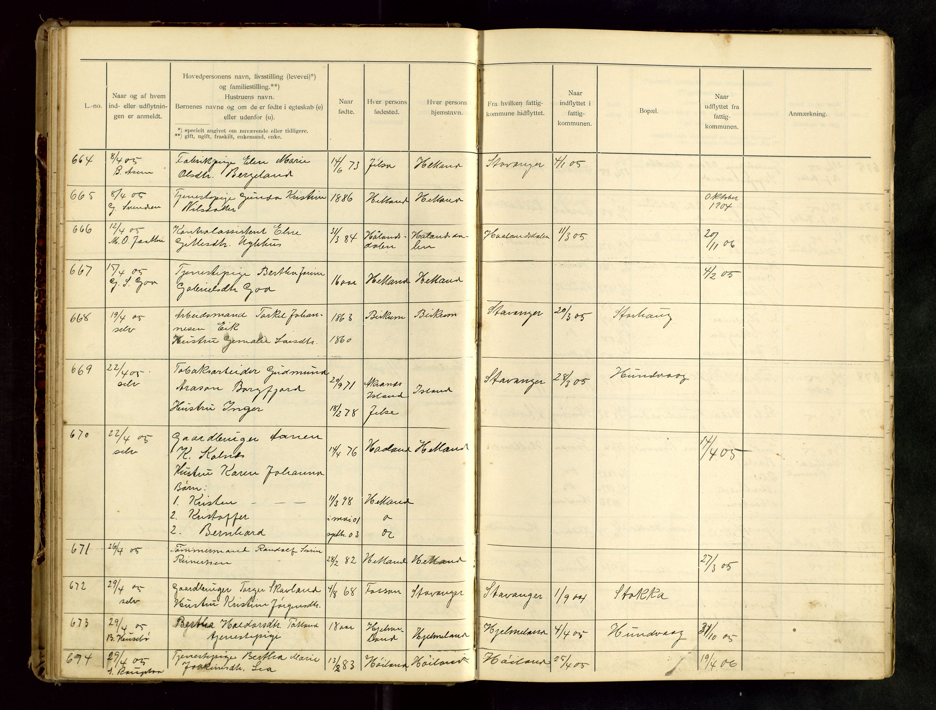 Hetland lensmannskontor, SAST/A-100101/Gwa/L0001: Flytteprotokoll (er delt i to: 1a og 1b), 1901-1918, s. 47