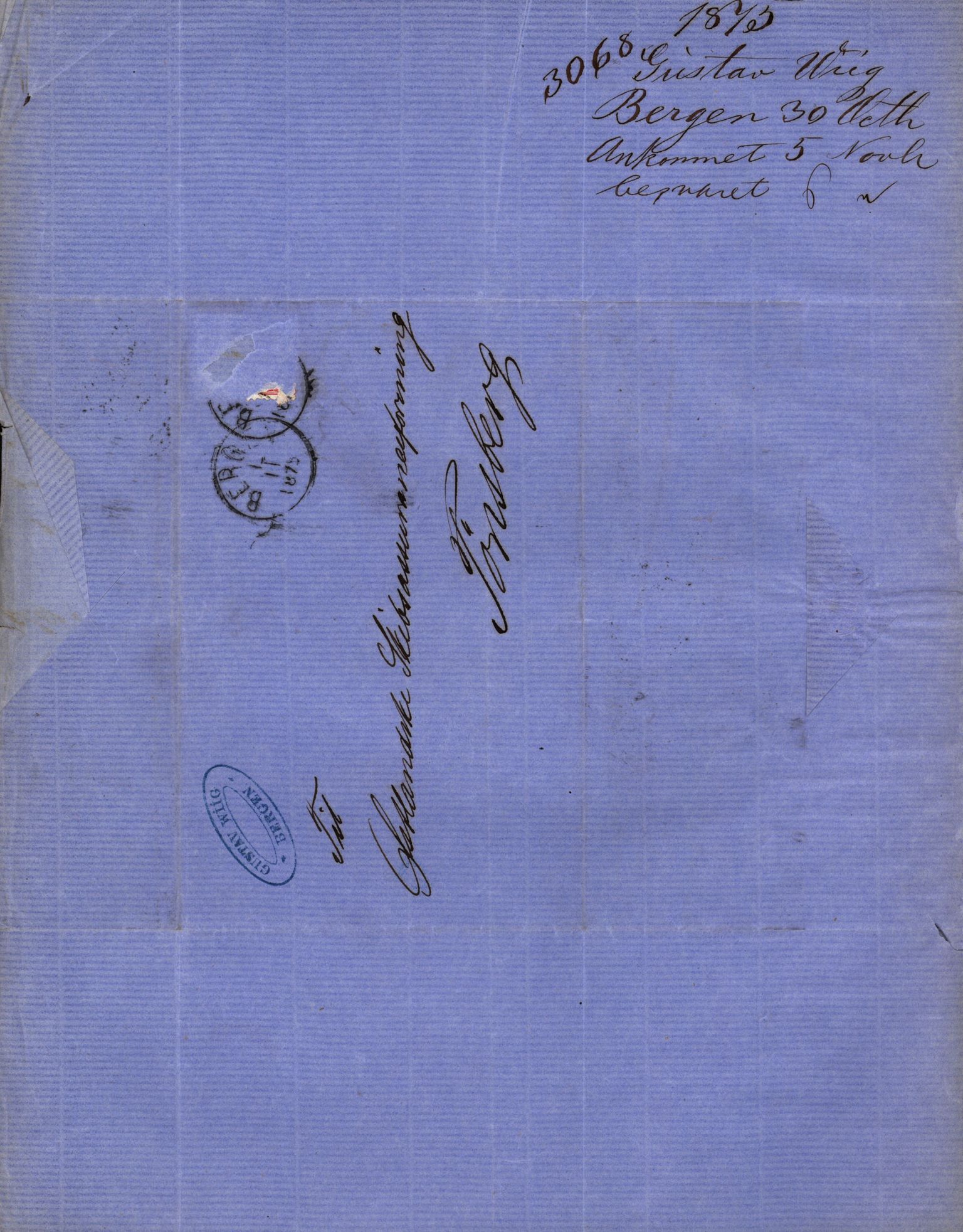 Pa 63 - Østlandske skibsassuranceforening, VEMU/A-1079/G/Ga/L0007/0005: Havaridokumenter / Norge, 1875